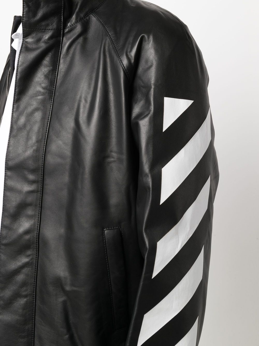 Diag-stripe leather jacket - 5