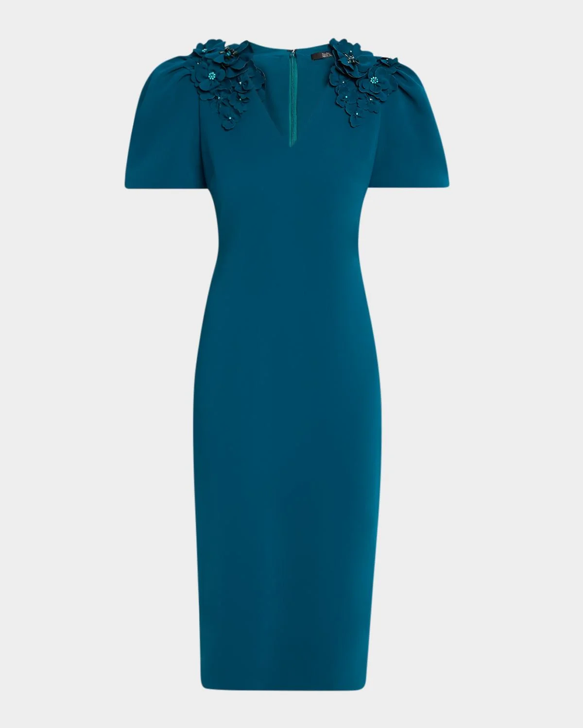 Floral Applique Bodycon Midi Dress - 1