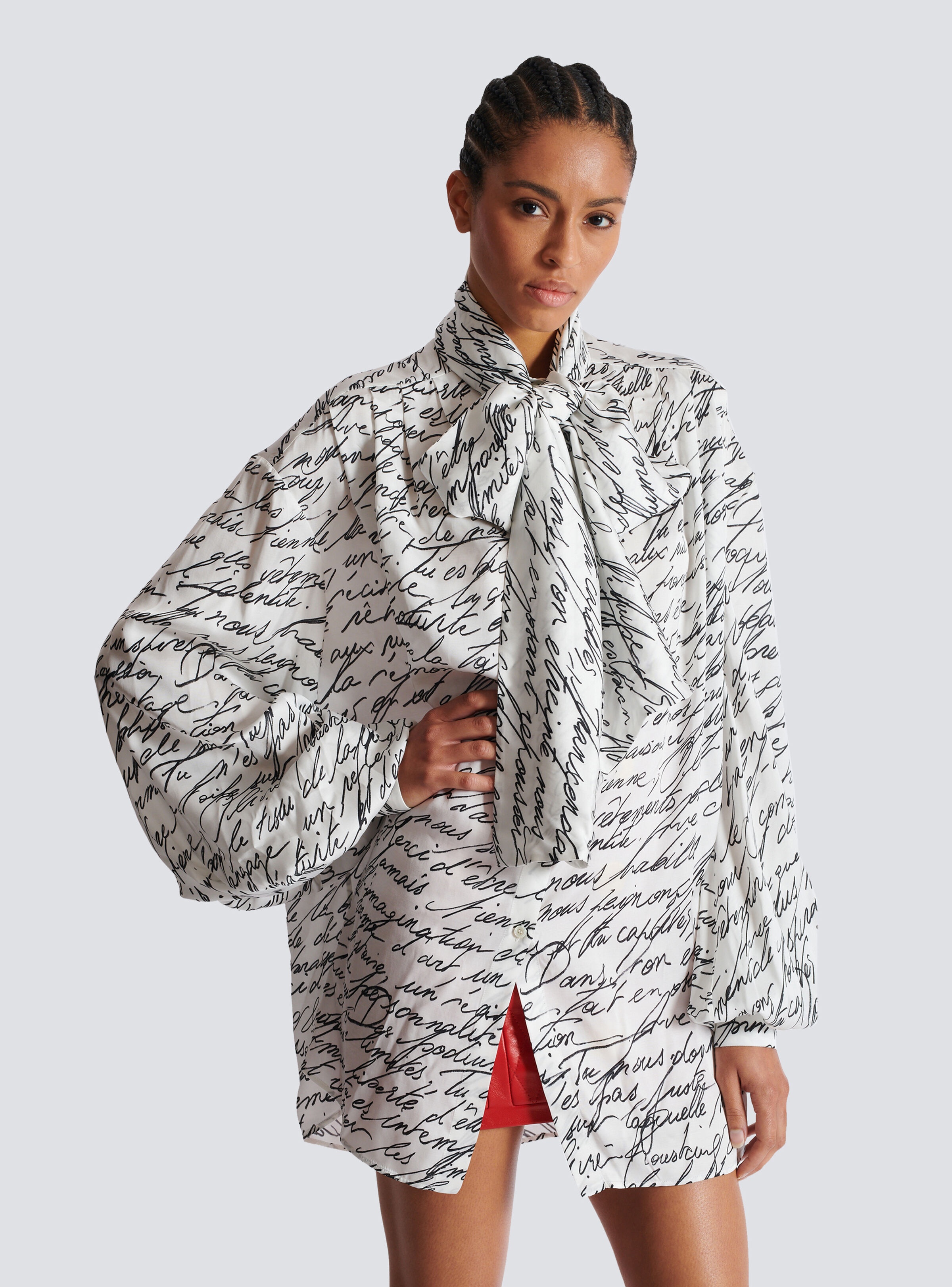 Pussy-bow shirt with "Love Letter" print - 6