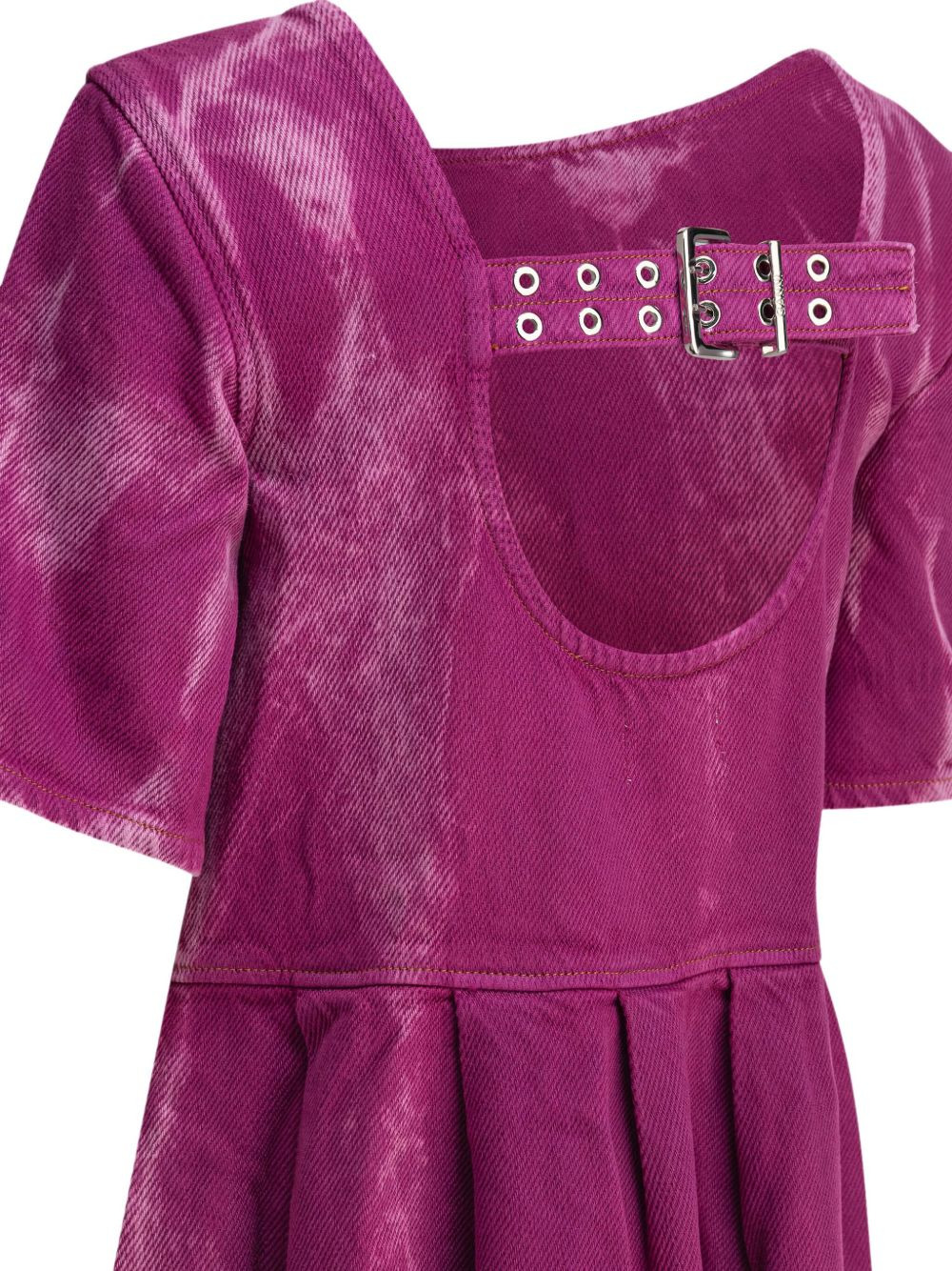 buckle-fastening pleated midi dress - 4
