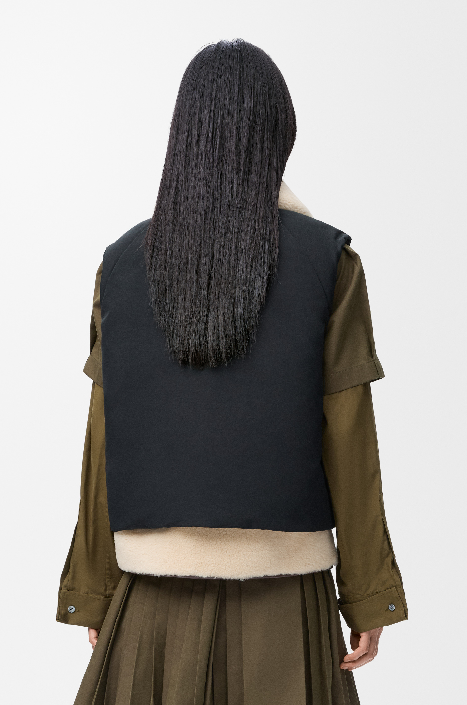 Puffer vest in shearling and cotton blend - 6