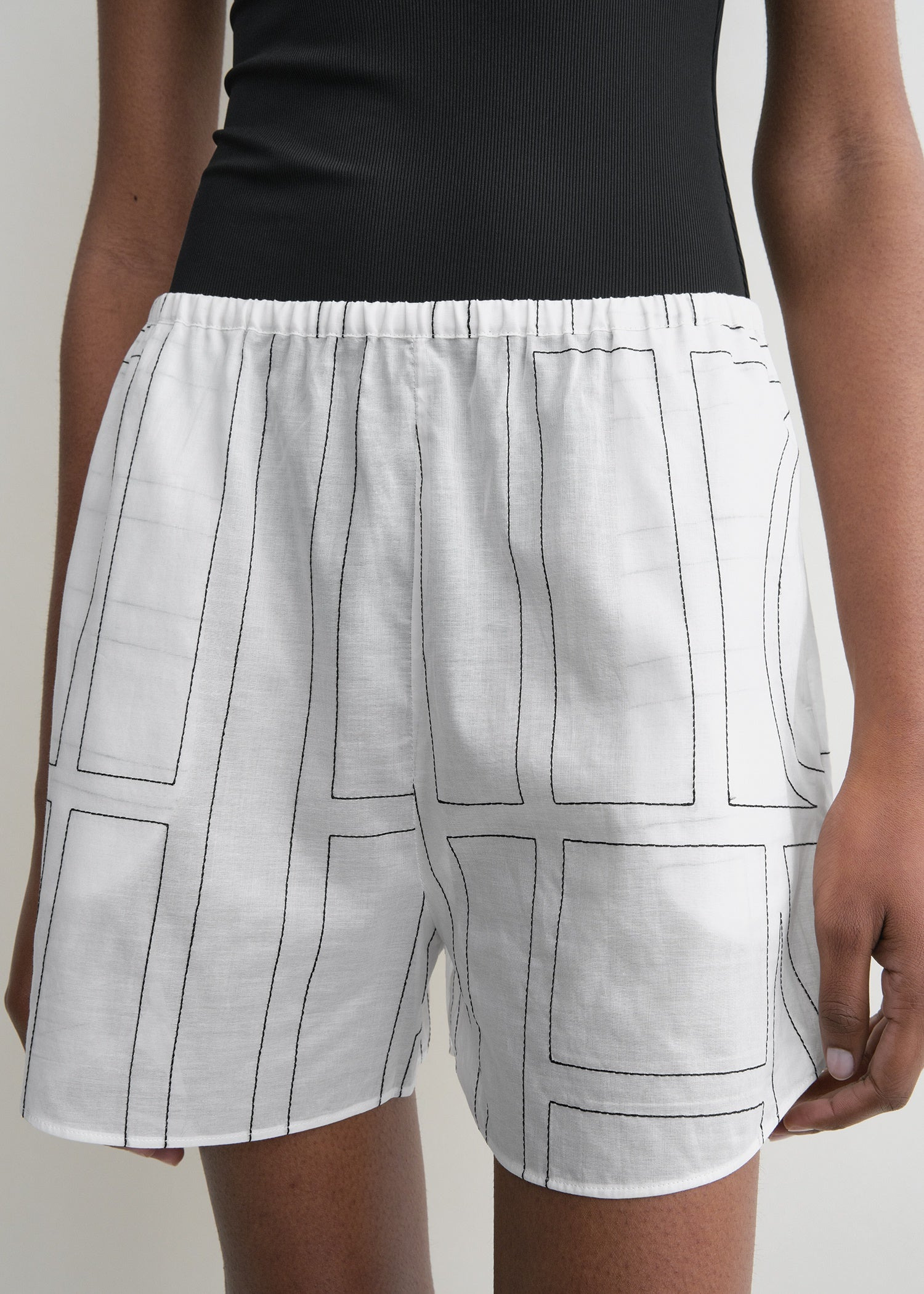 Monogram cotton pj shorts white/black - 5