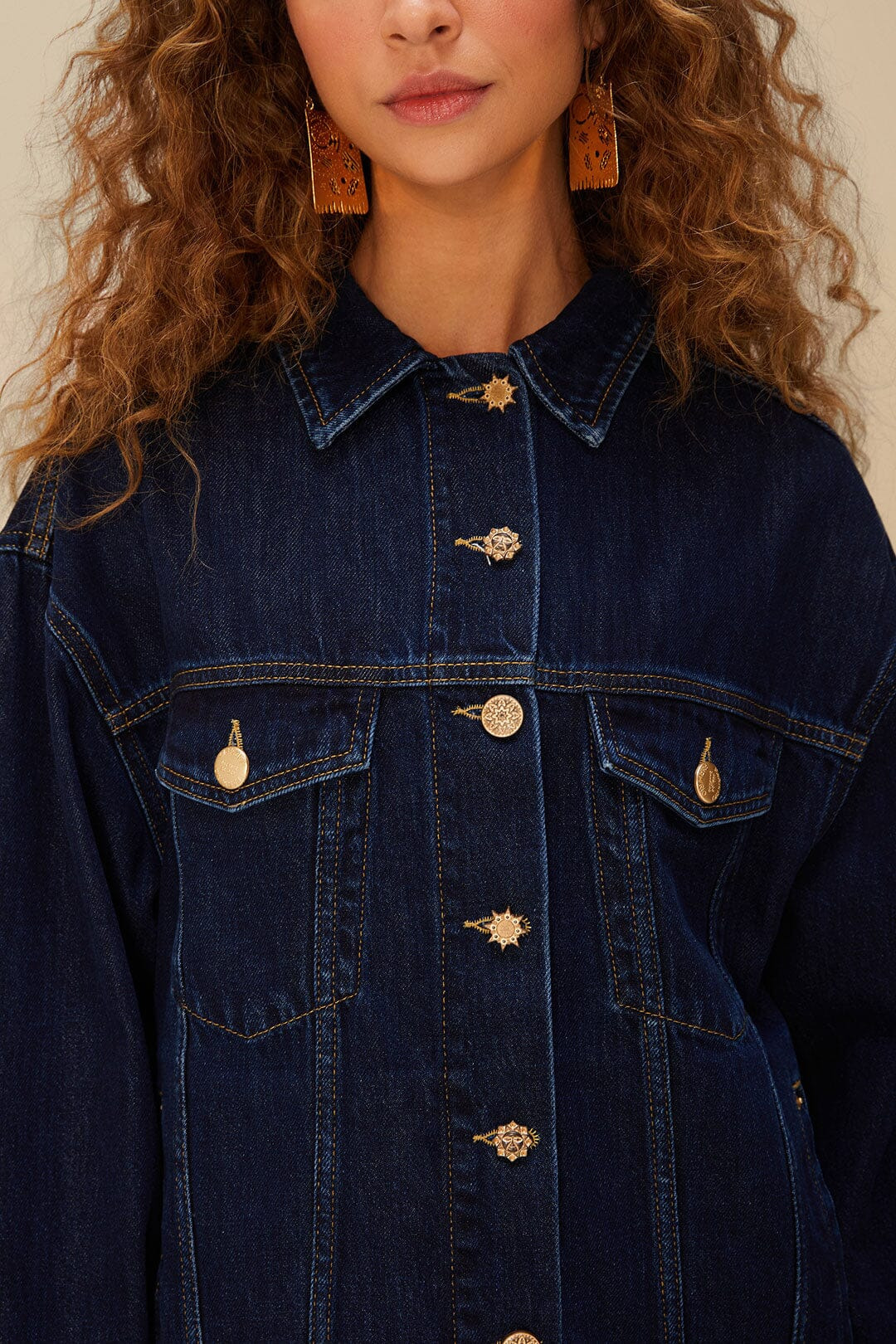 Dark Denim Buttoned Jacket - 2