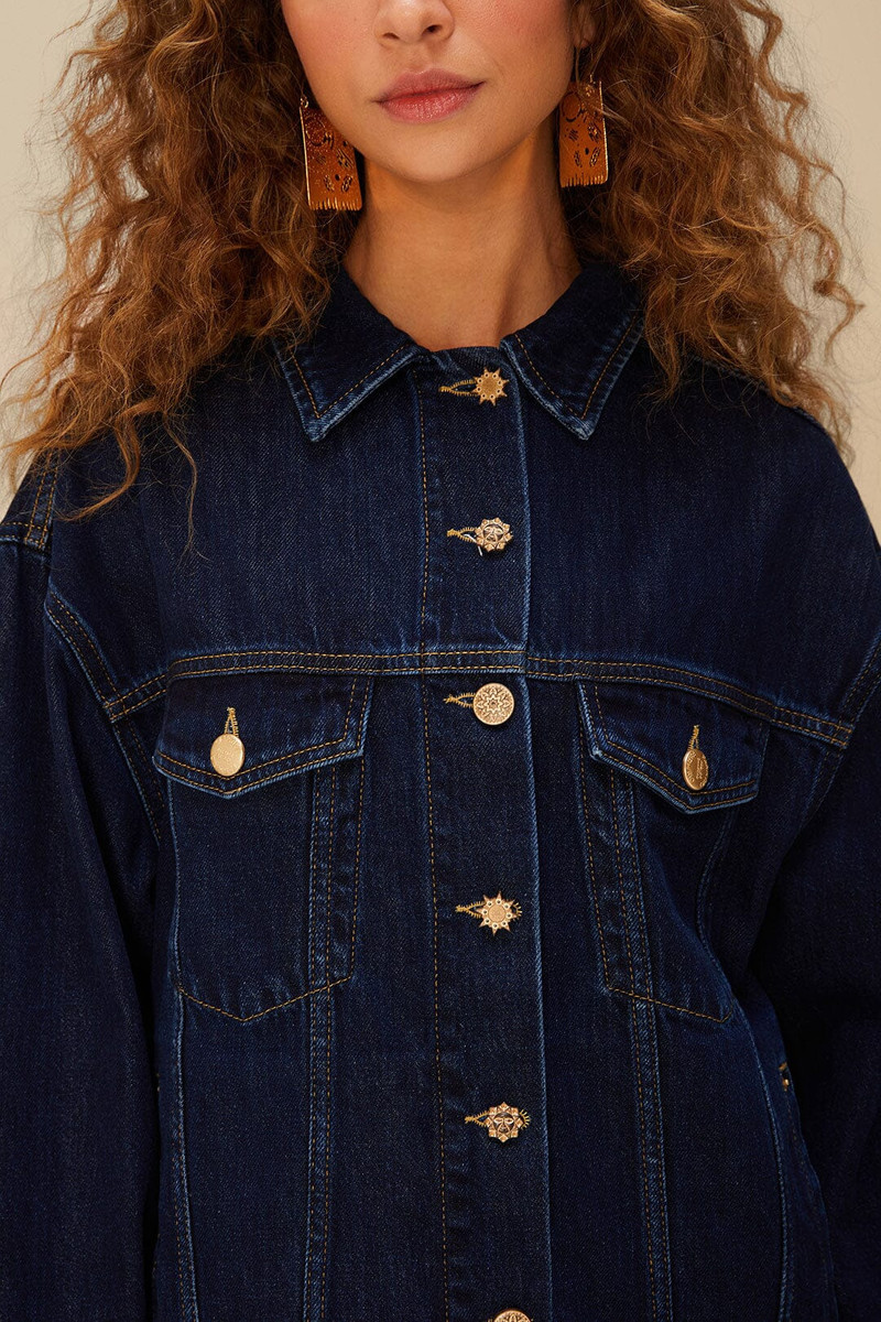 FARM RIO Dark Denim Buttoned Jacket outlook