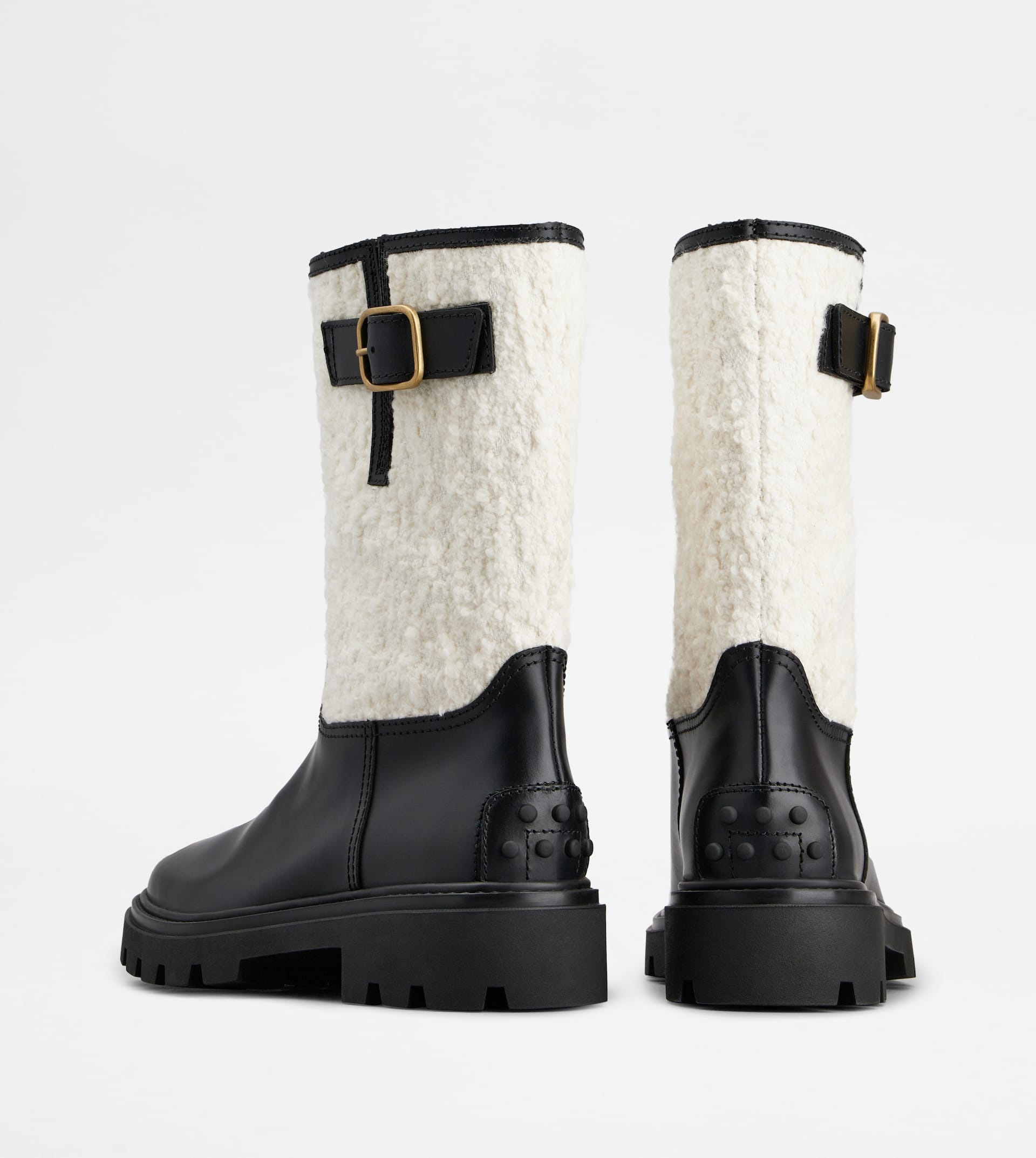 BIKER BOOTS IN LEATHER - WHITE, BLACK - 2