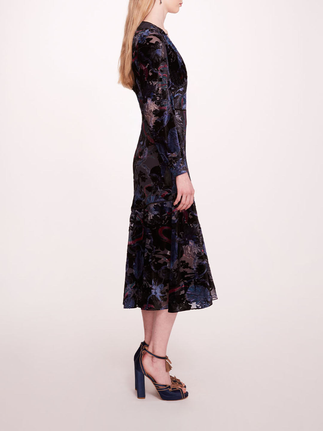 VELVET BURNOUT MIDI DRESS - 3