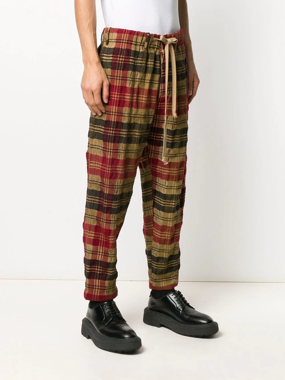 treated plaid check trousers - 3