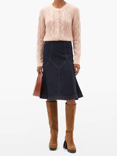 See by Chloé Flared denim midi skirt outlook