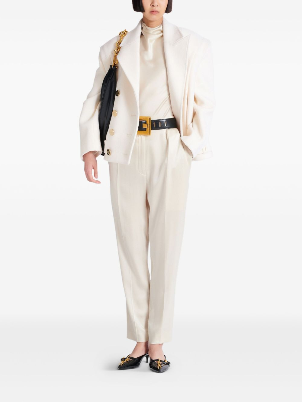 high-waisted silk trousers - 2