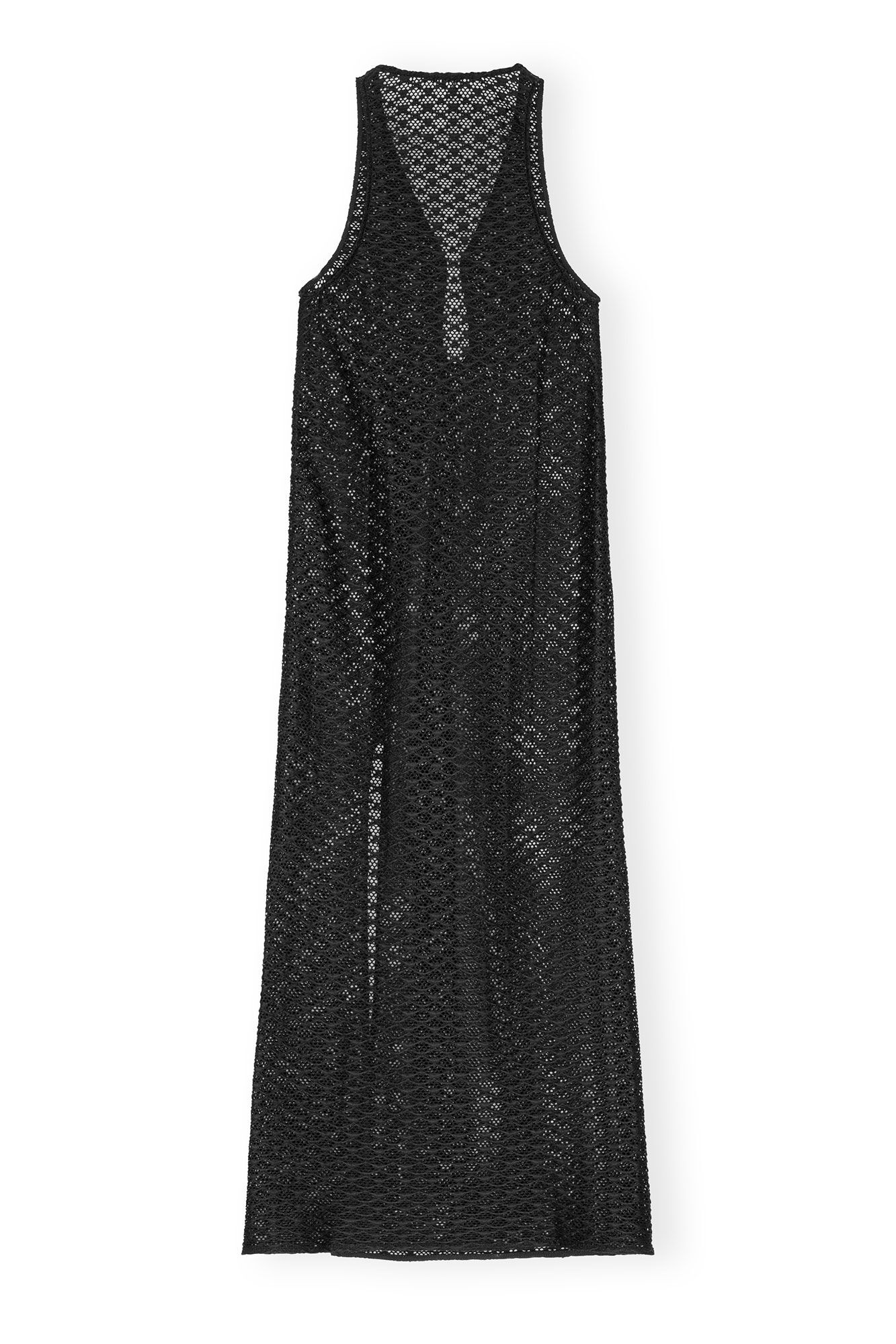 BLACK MESH LACE LONG DRESS - 1