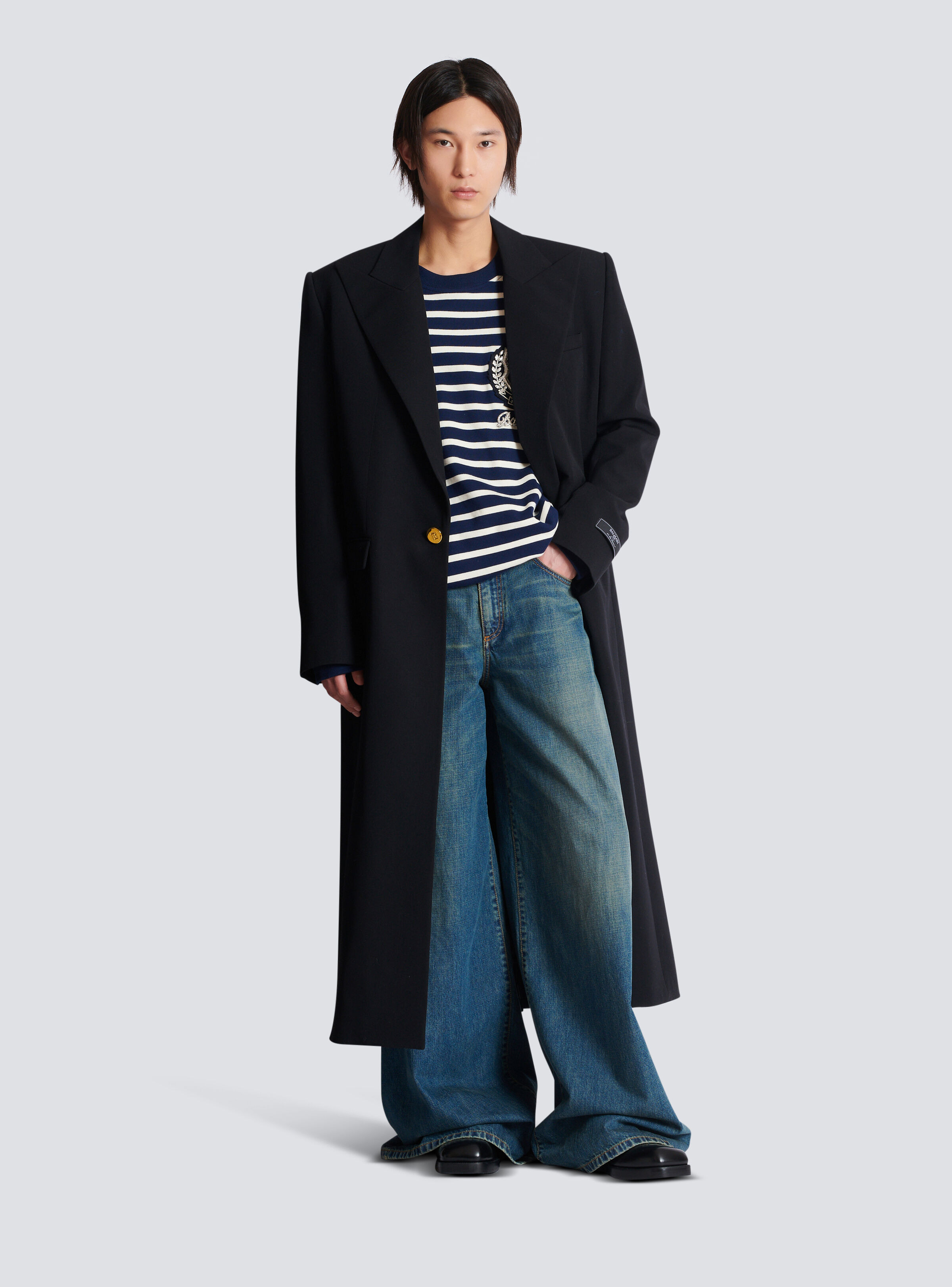Long coat in grain de poudre wool - 2