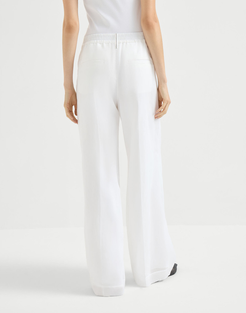 Cotton organza sartorial track trousers with monili 3