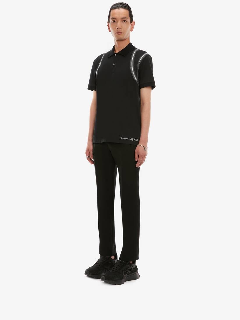 Zip Harness  Polo in Black - 3