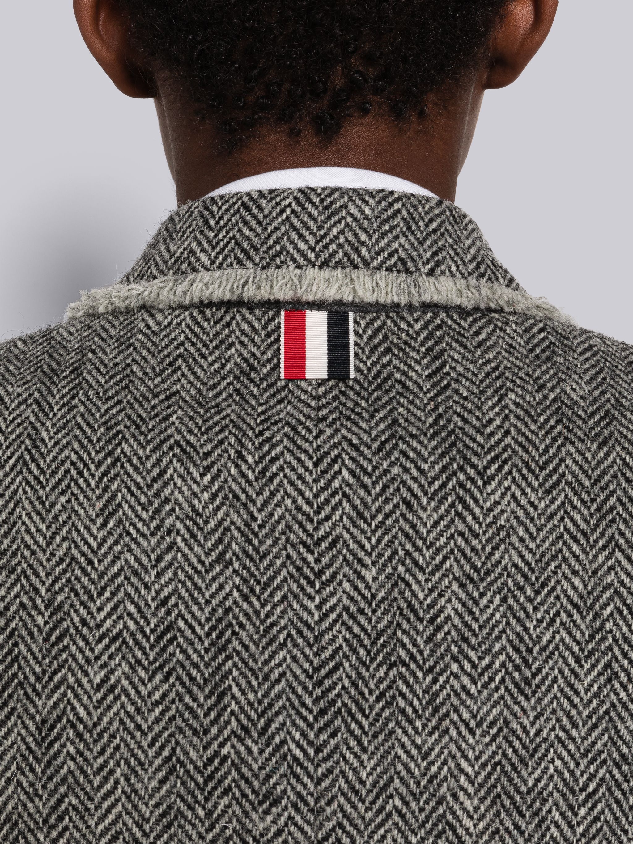 Herringbone Harris Tweed Frayed Back Tab Sport Coat - 5