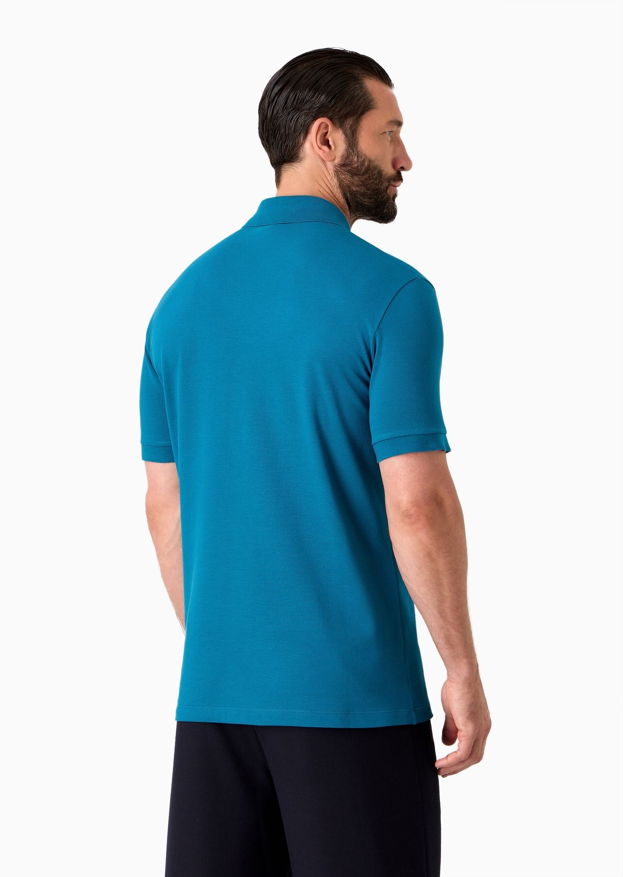 Stretch cotton piqué polo shirt - 3