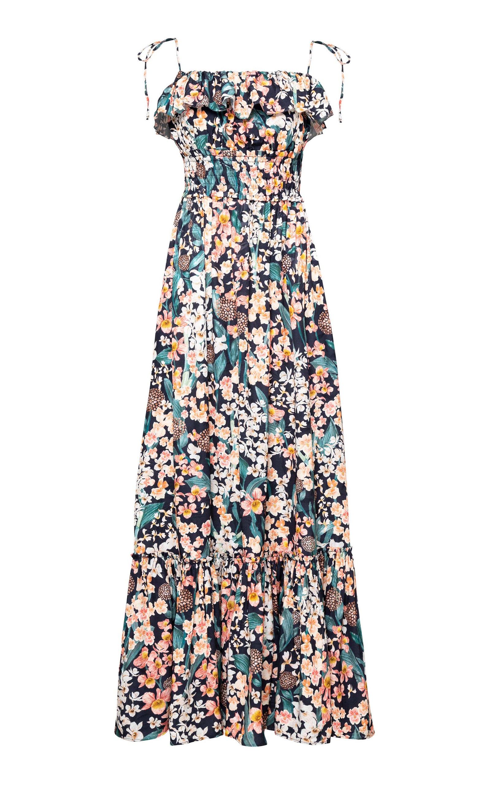 Coco Danza Ruffled Jacquard Maxi Dress navy - 1