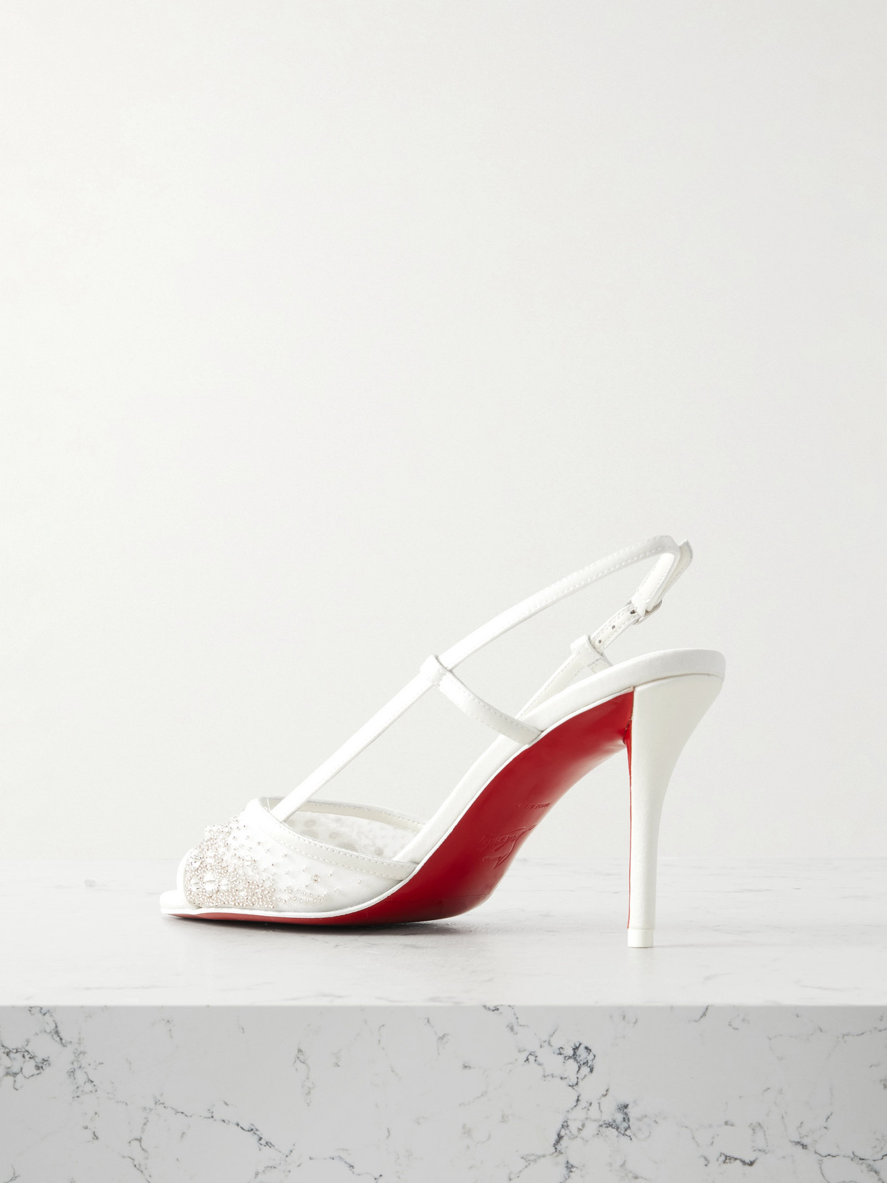 Miss Z 80 Embellished Mesh And Leather Slingback Sandals - 3