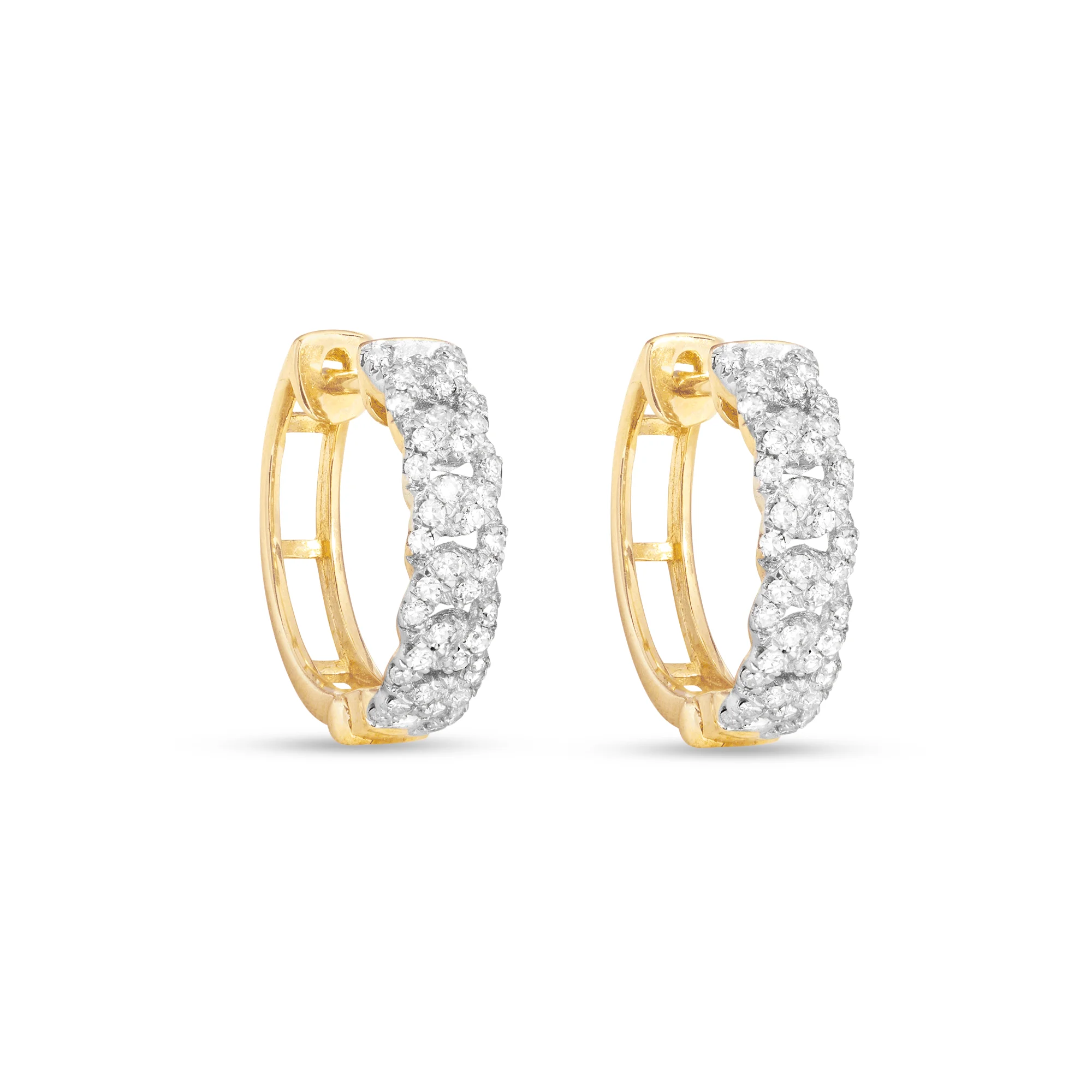 Fine Diamond Pave Chain Huggies - 1