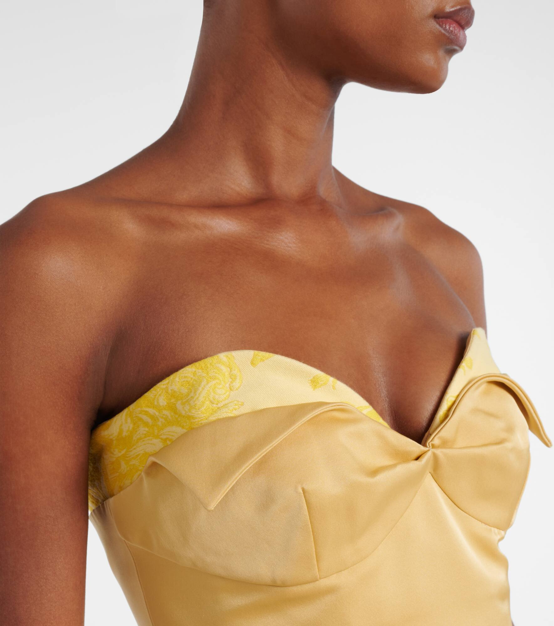 Strapless satin midi dress - 4