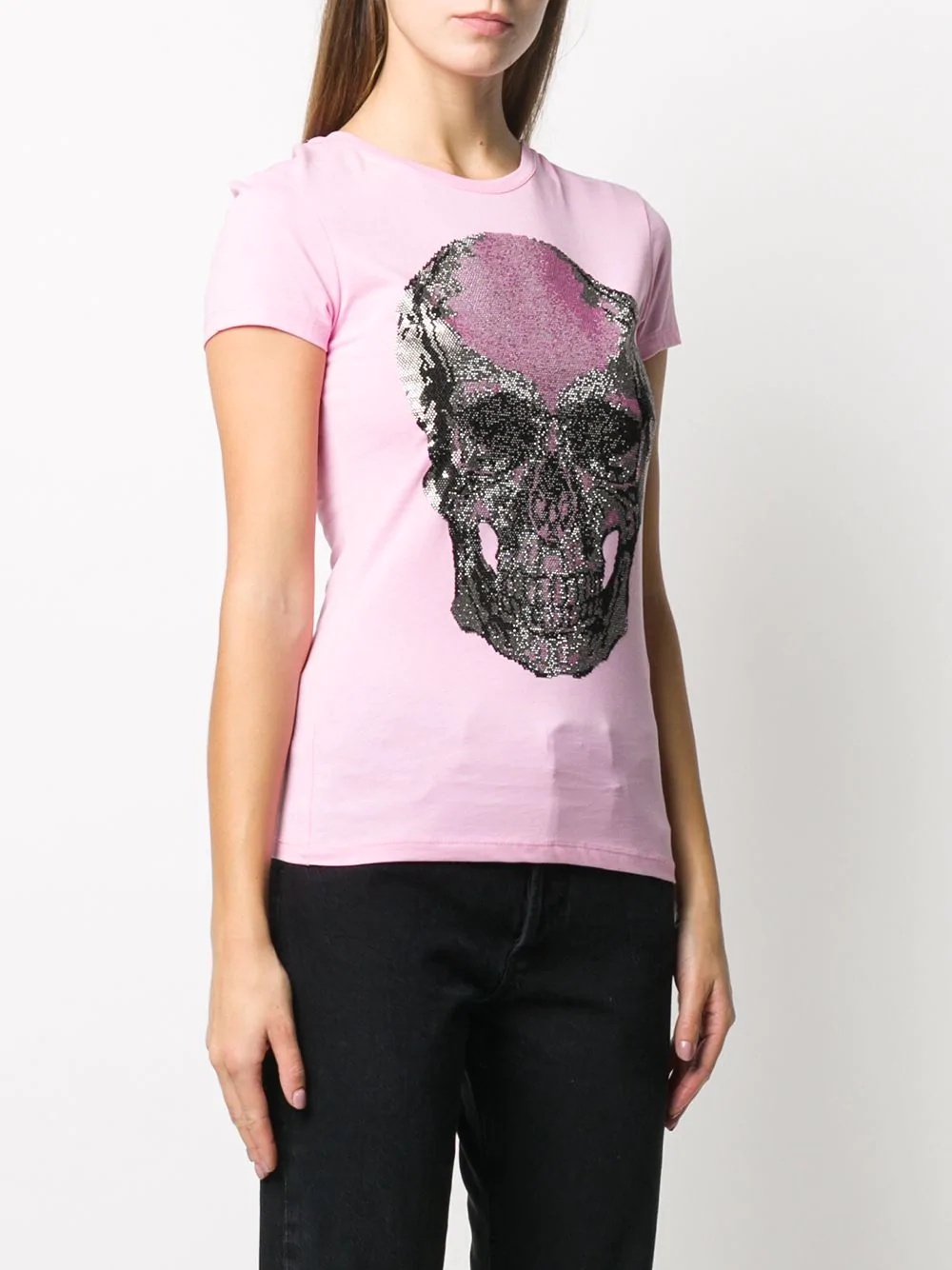 rhinestone-skull jersey t-shirt - 3