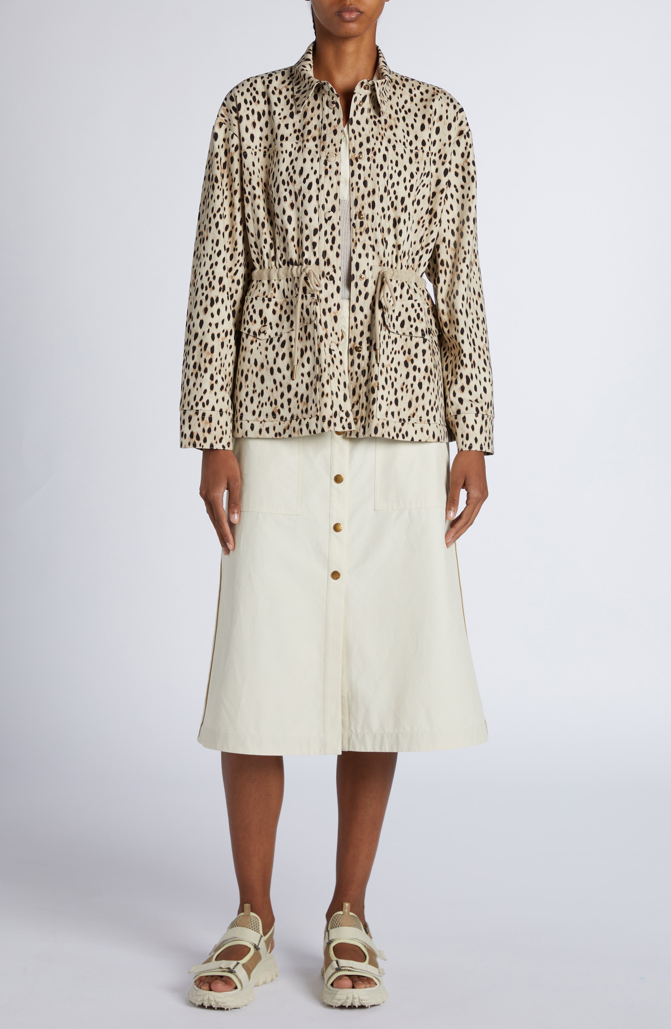 Moncler Saulon Animal Print Jacket in Light Beige Print at Nordstrom - 2
