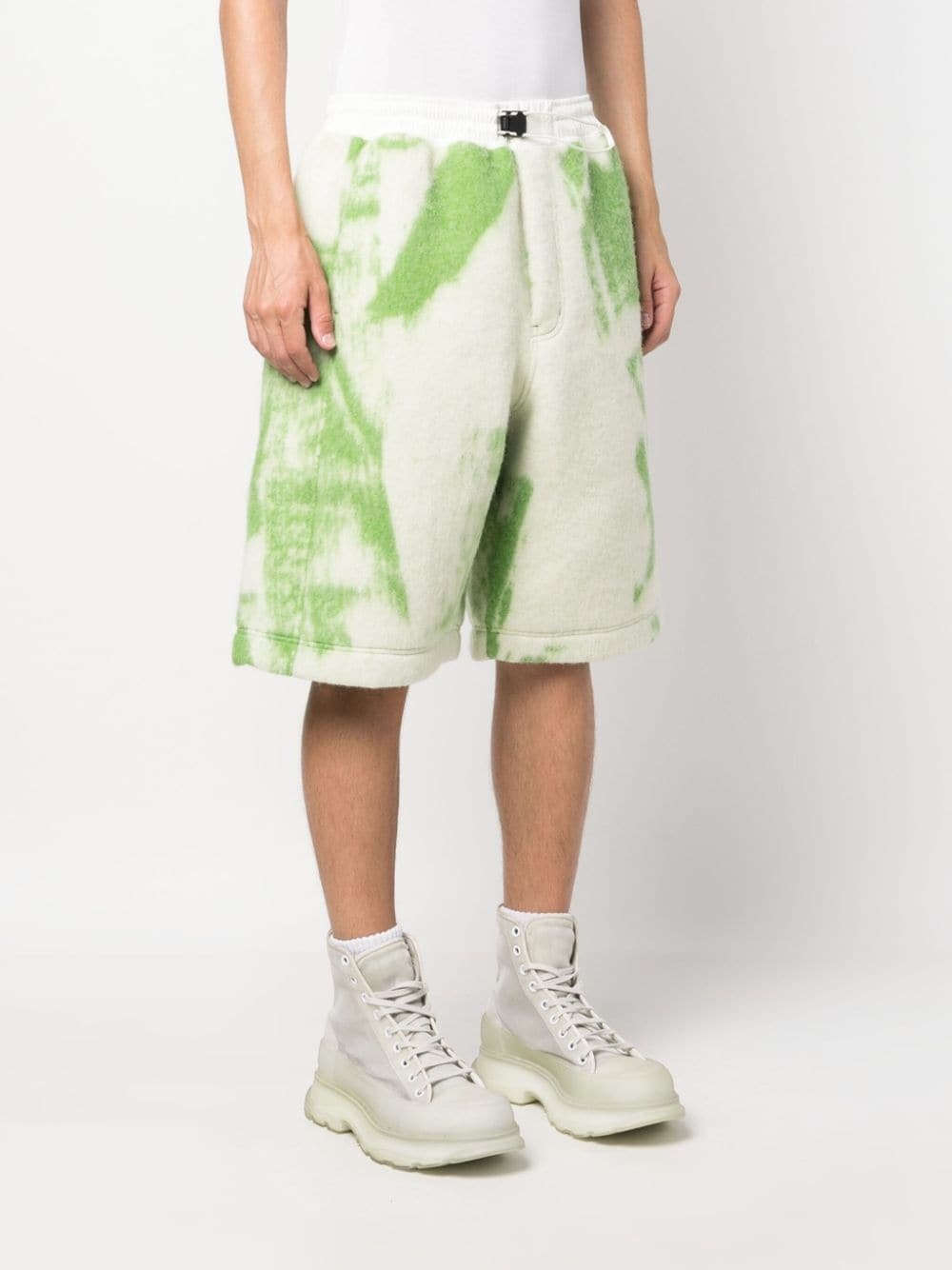 brush-stroke print fleece shorts - 3