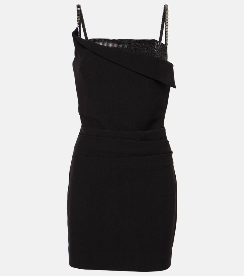 Crystal-embellished crêpe minidress 1