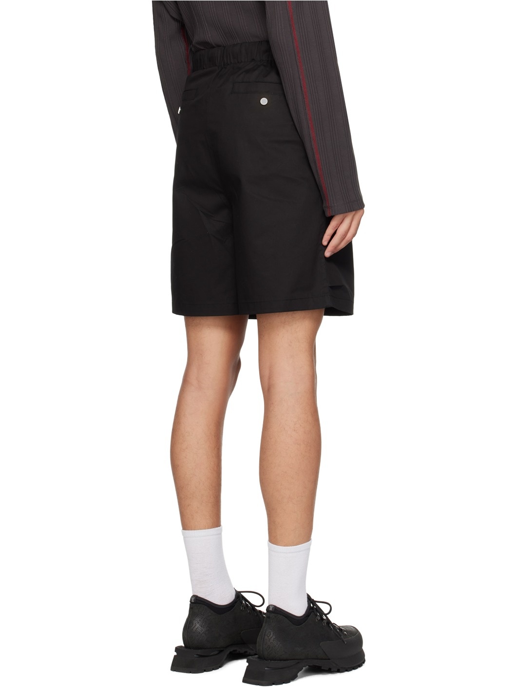 Black Press-Stud Shorts - 3