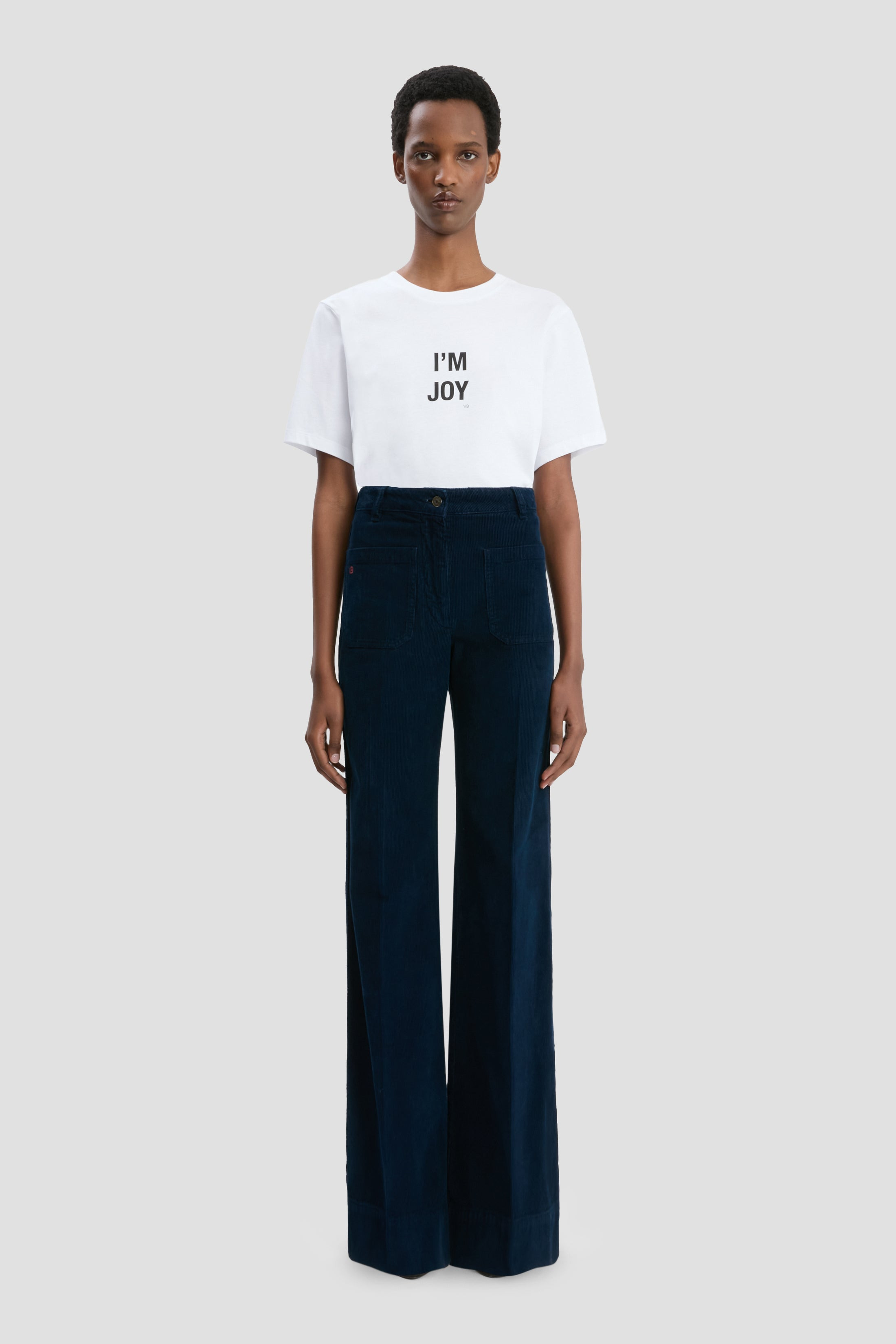 Alina High Waisted Corduroy Jean In Indigo - 2