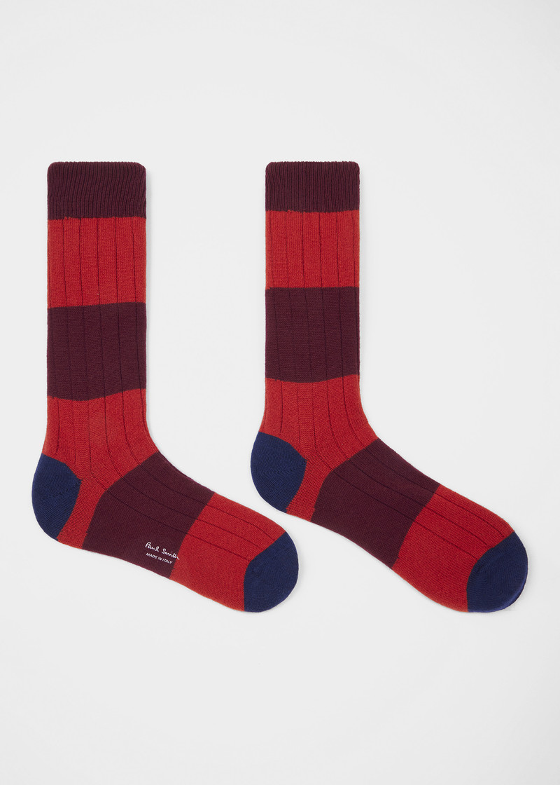 Paul Smith Red Cashmere Stripe Socks outlook
