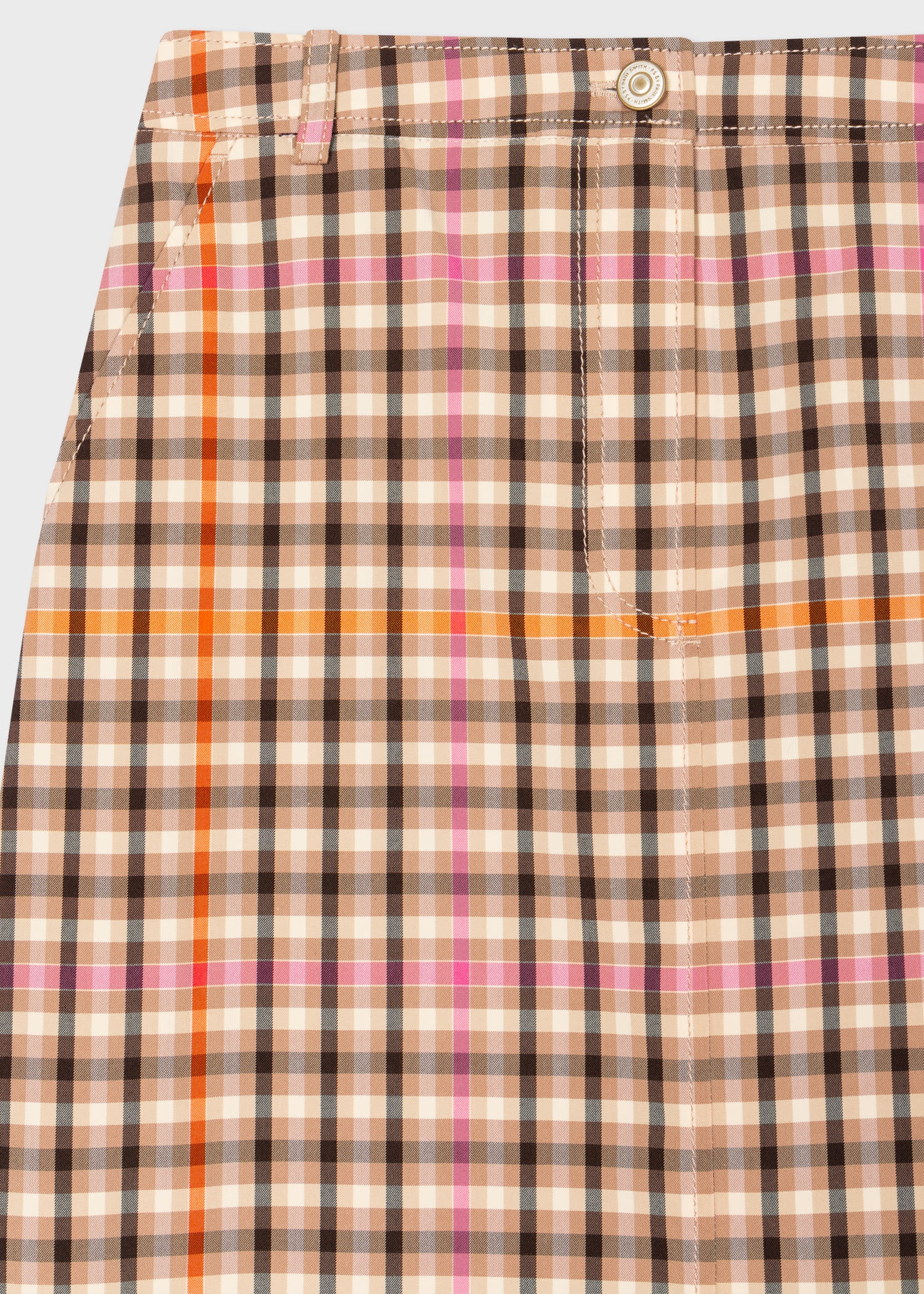 Orange Check A Line Skirt - 2