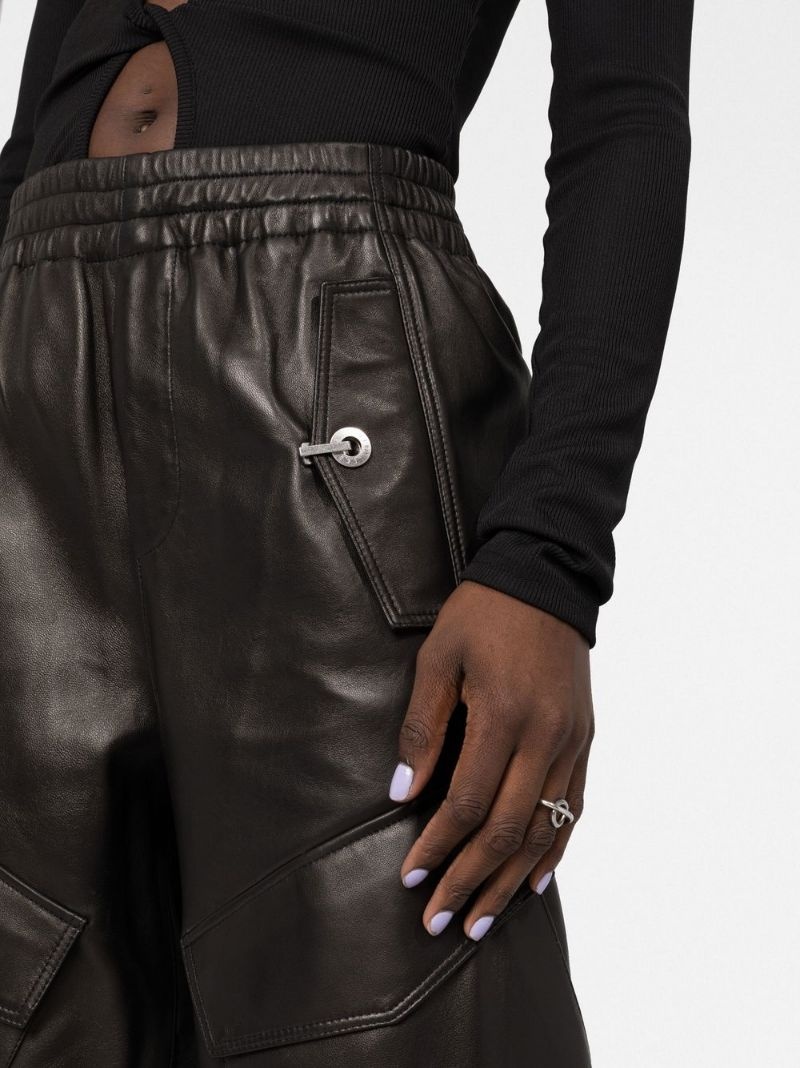 wide-leg leather trousers - 5