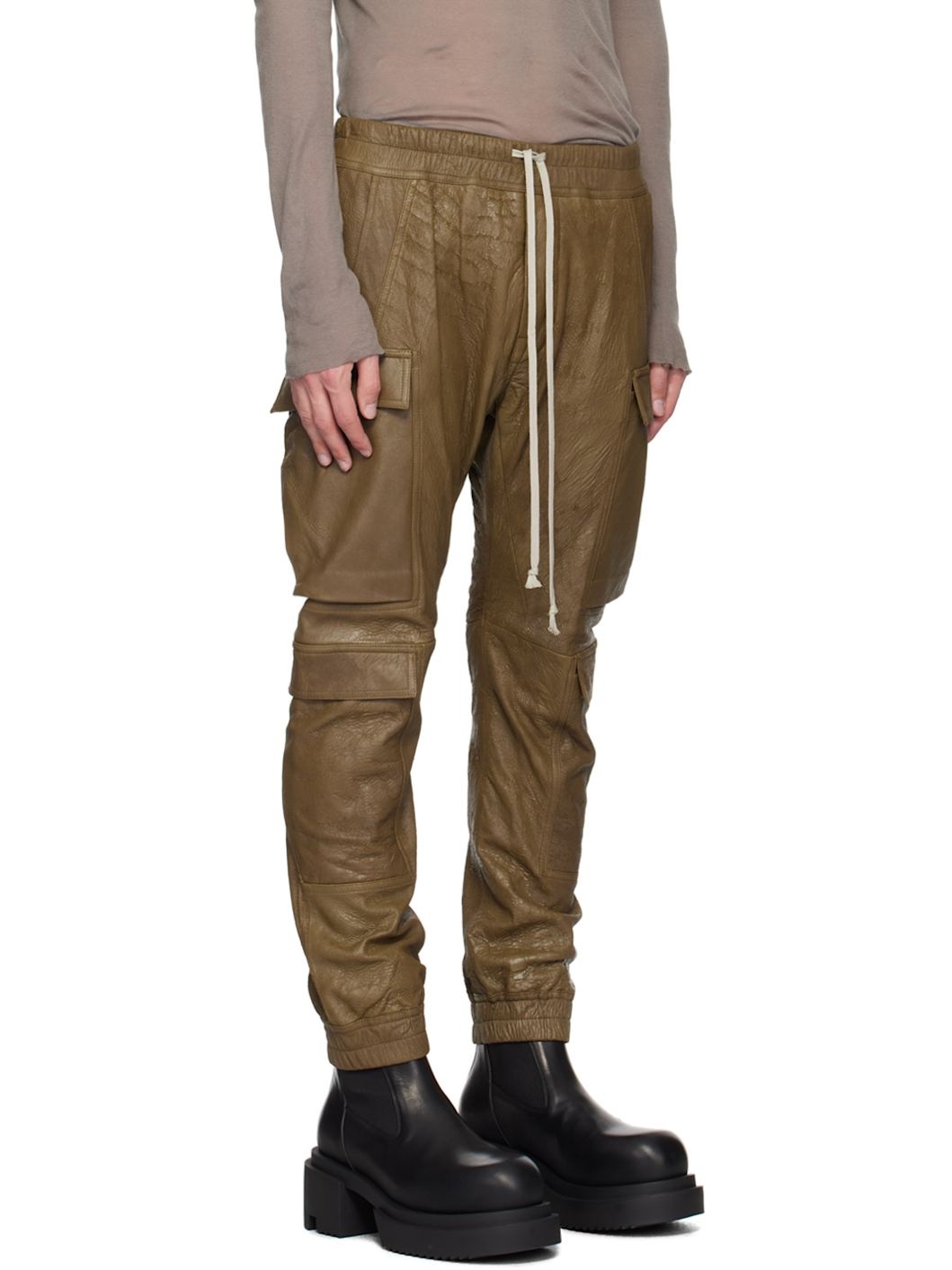 Brown Mastodon Megacargo Leather Pants - 2