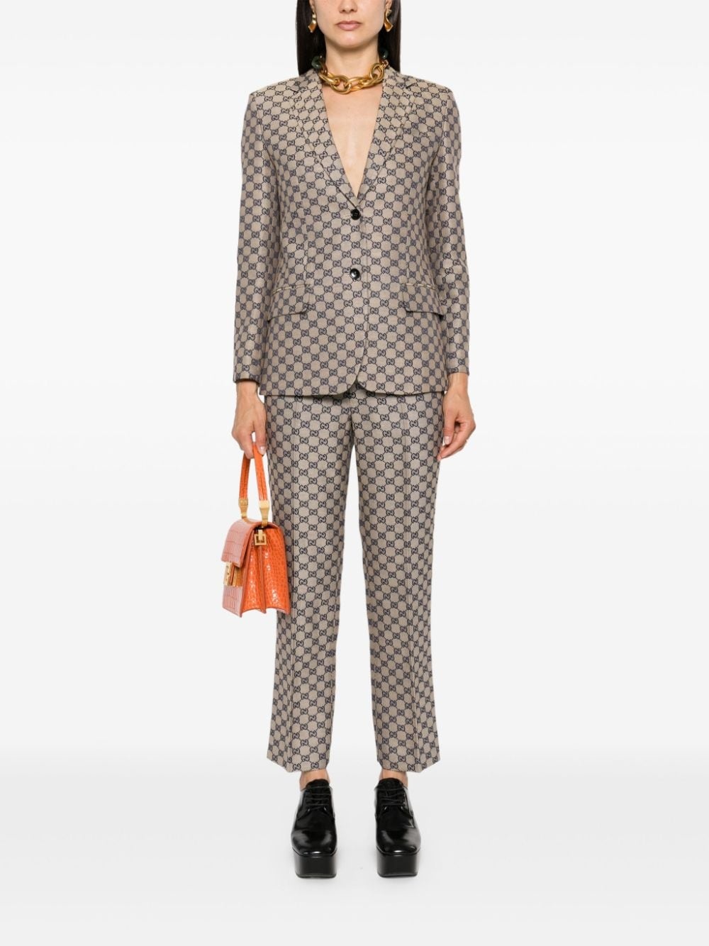GG-embroidered single-breasted blazer - 2