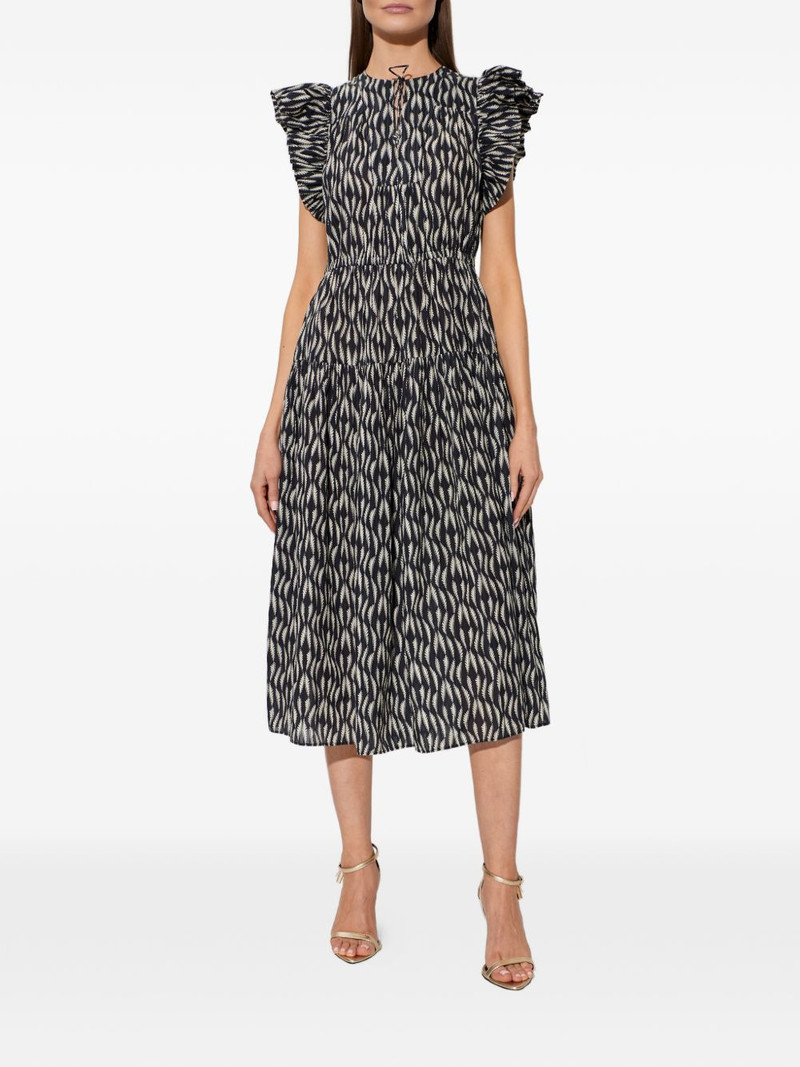 ULLA JOHNSON Kairi ruffled print midi dress outlook