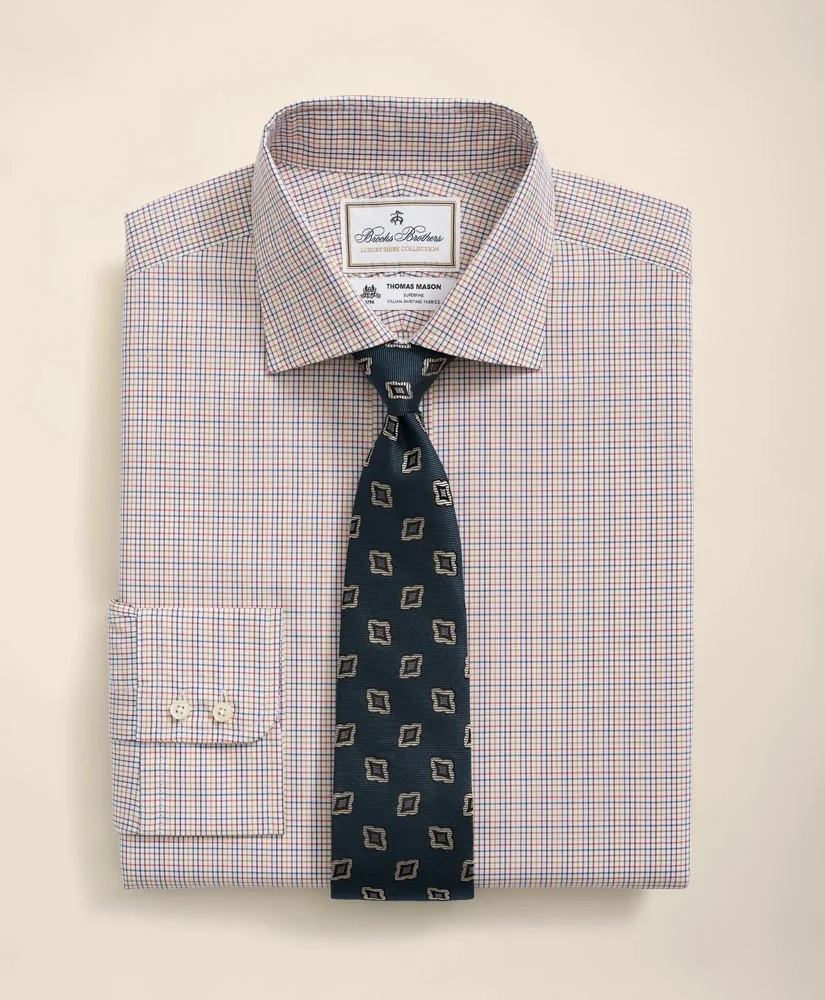 Brooks Brothers X Thomas Mason® Cotton English Collar, Checked Dress Shirt - 1
