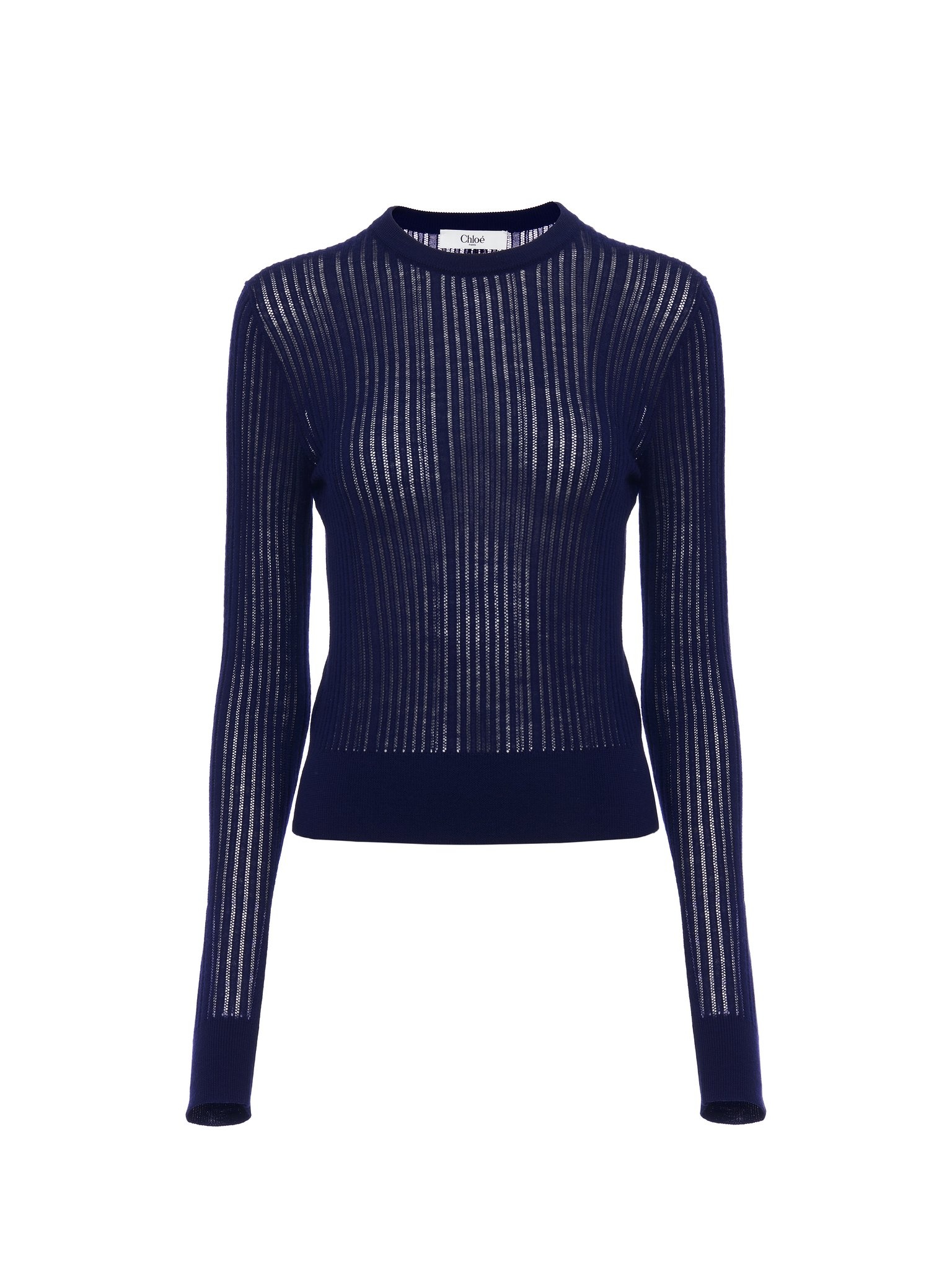 CREW-NECK FITTED SWEATER IN WOOL KNIT - 1
