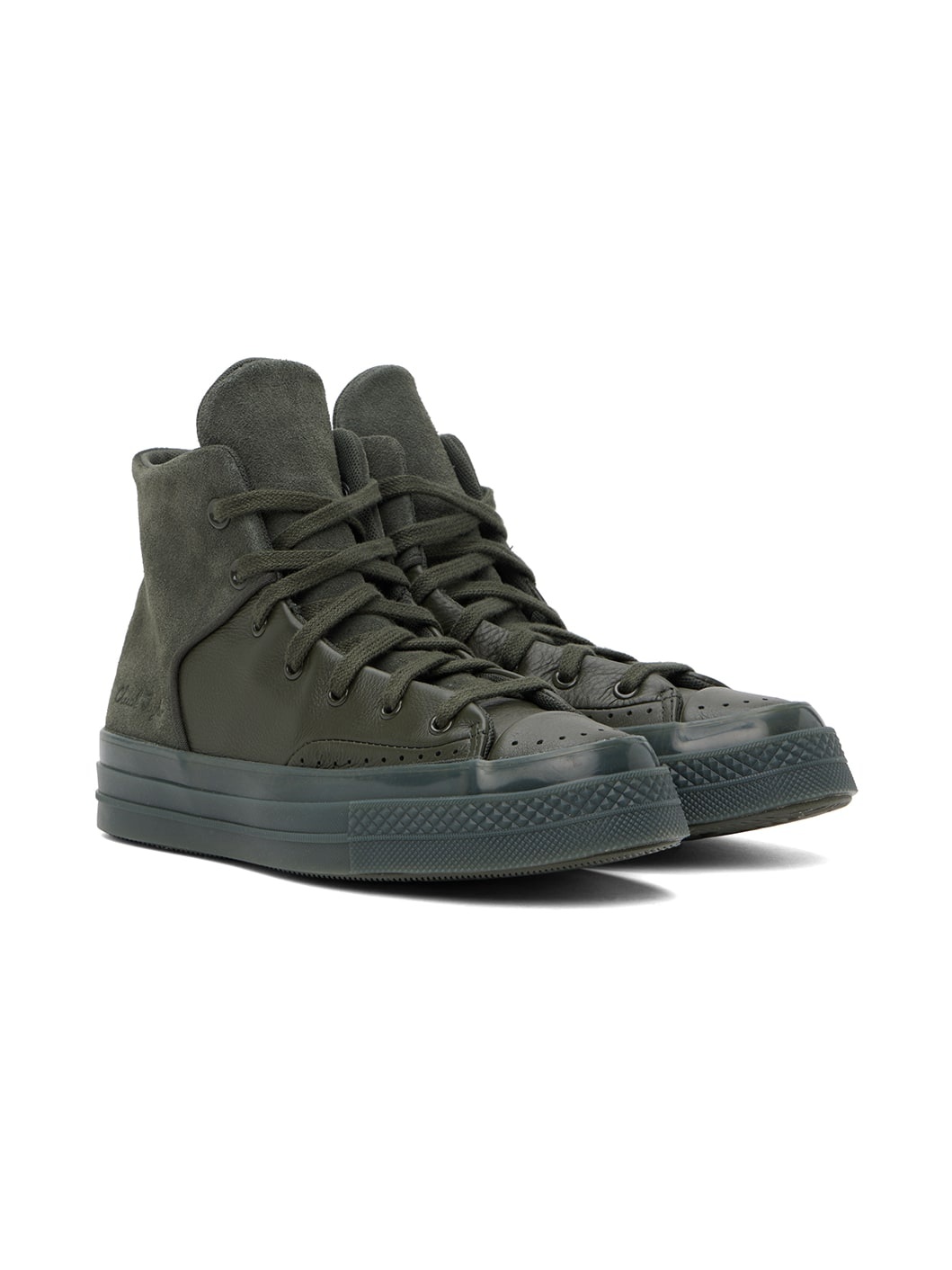 Khaki Chuck 70 Marquis Leather High Top Sneakers - 4