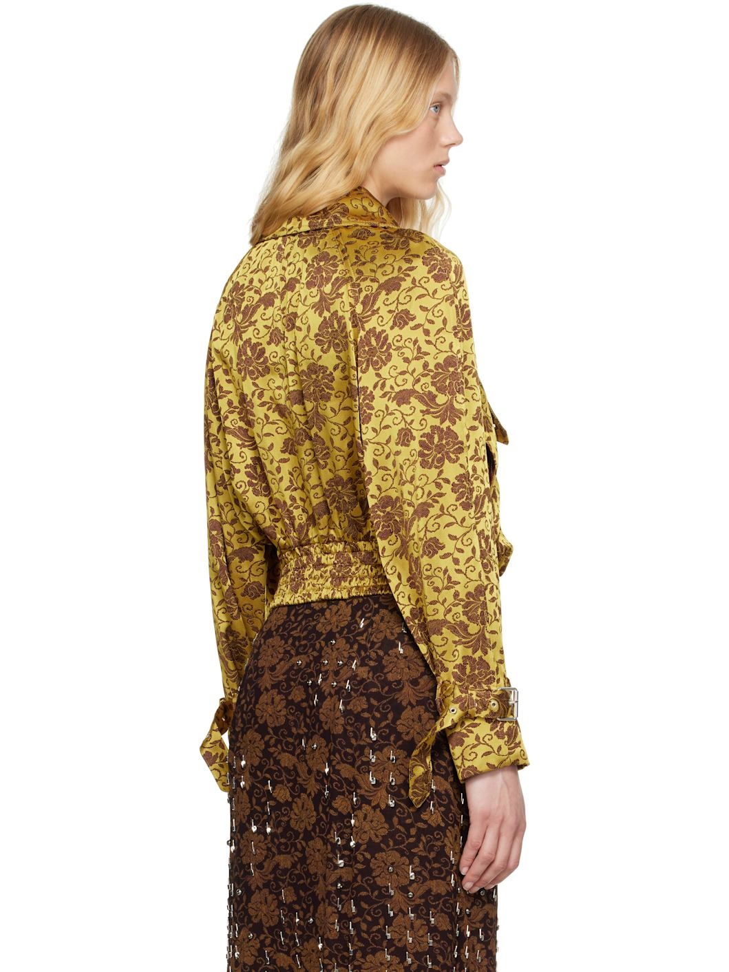 Khaki Jacquard Bomber Jacket - 3