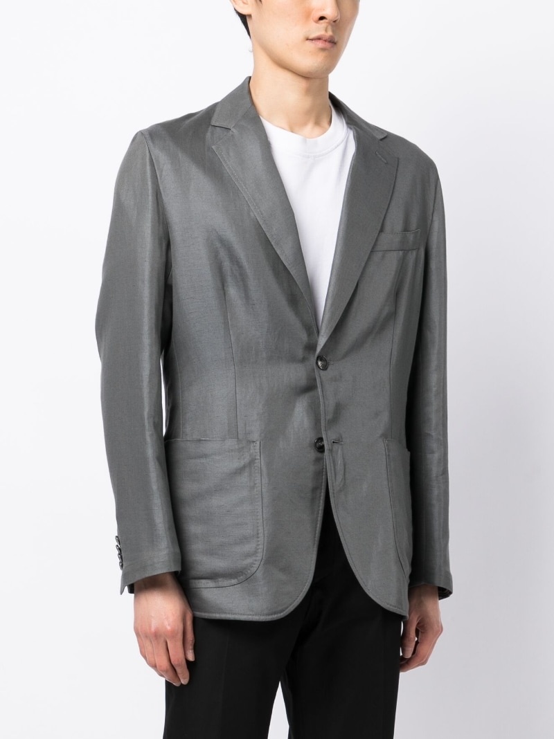 single-breasted linen-blend tailored jacket - 3