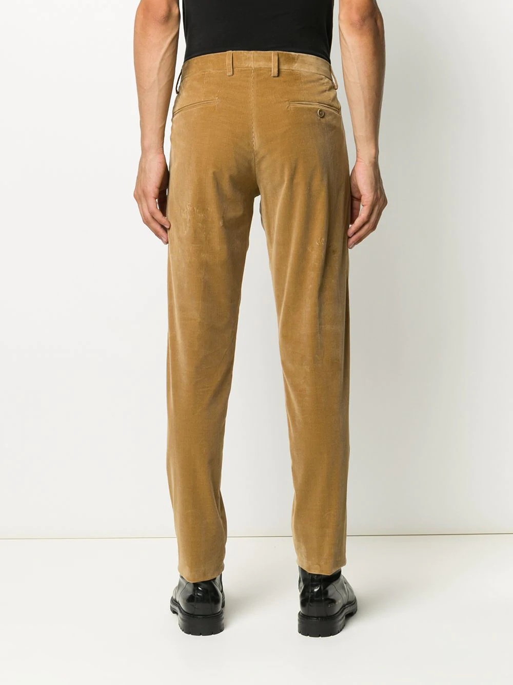 velvet-effect slim-fit trousers - 4