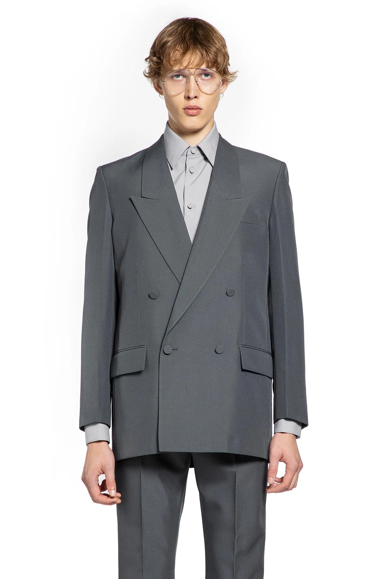 Double-breasted Twill Blazer - 1