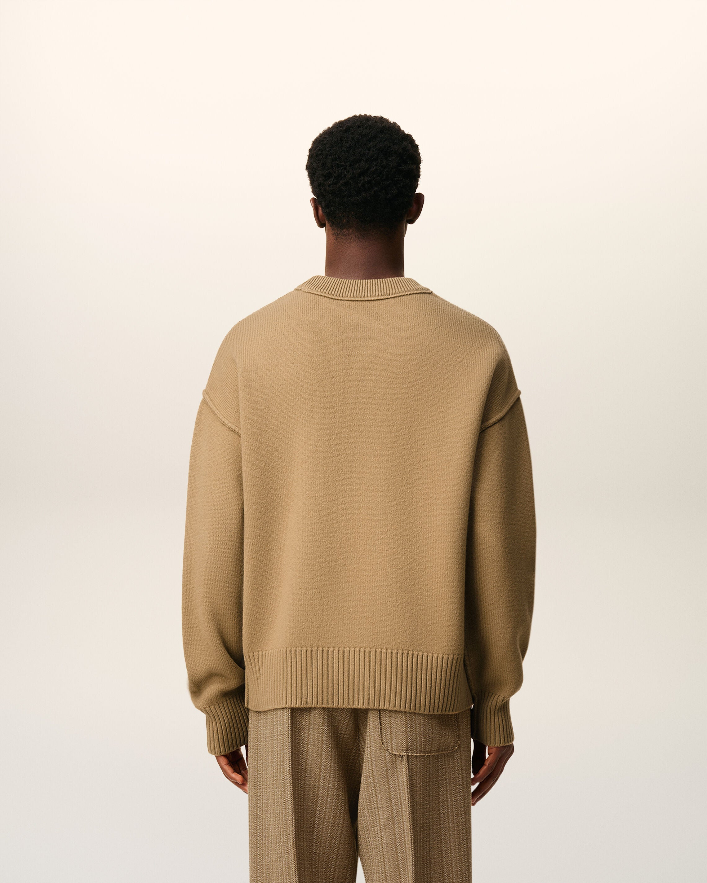 BROWN WOOL AMI DE COEUR CREWNECK SWEATER - 5