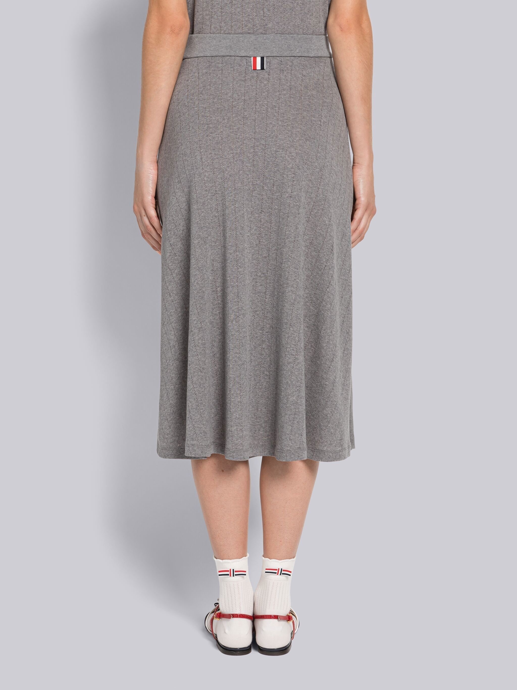 Pointelle Rib Below the Knee Skirt - 3