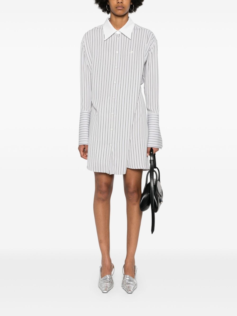 logo-patch striped shirt - 2
