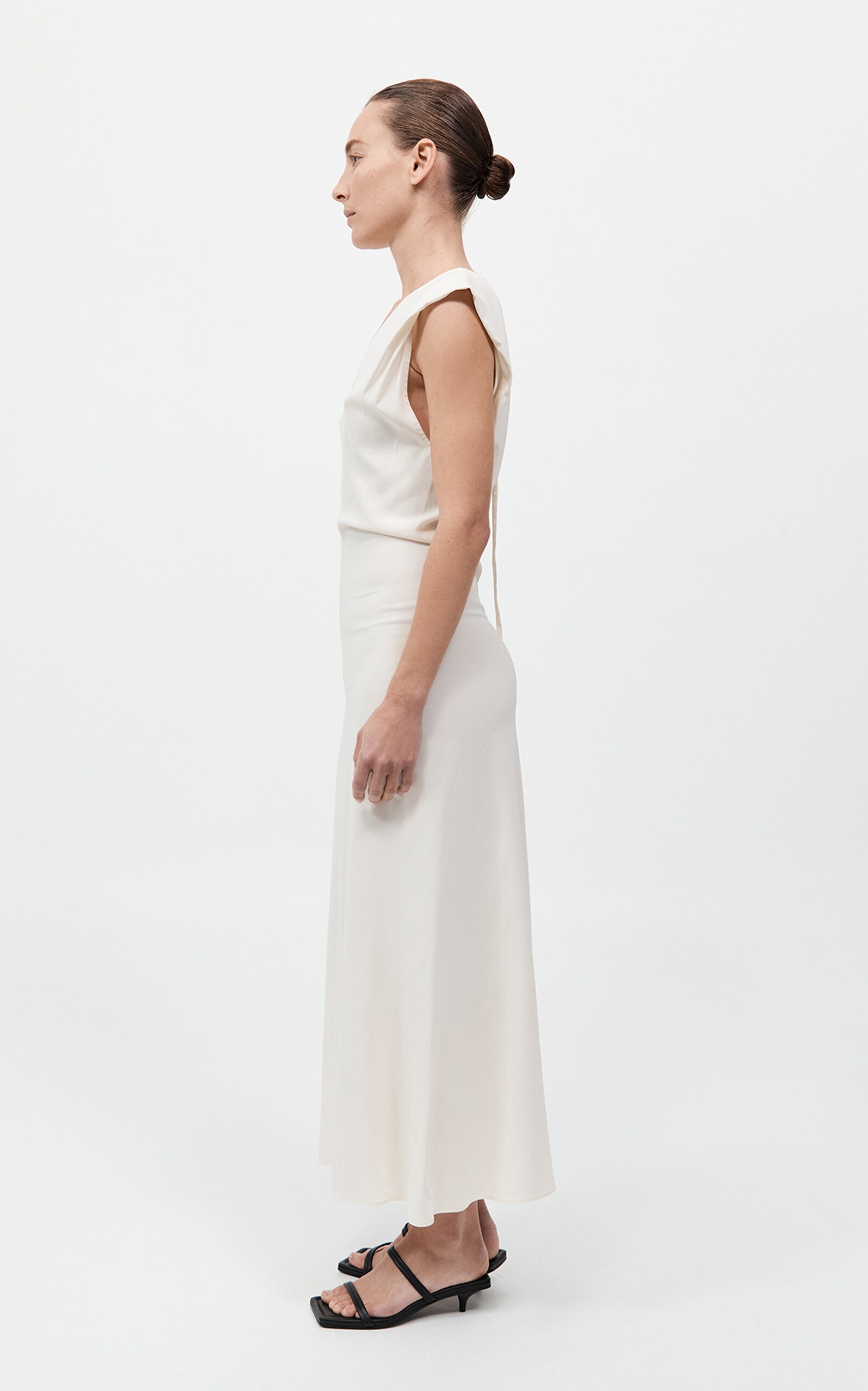 Draped Crepe Maxi Dress off-white - 6