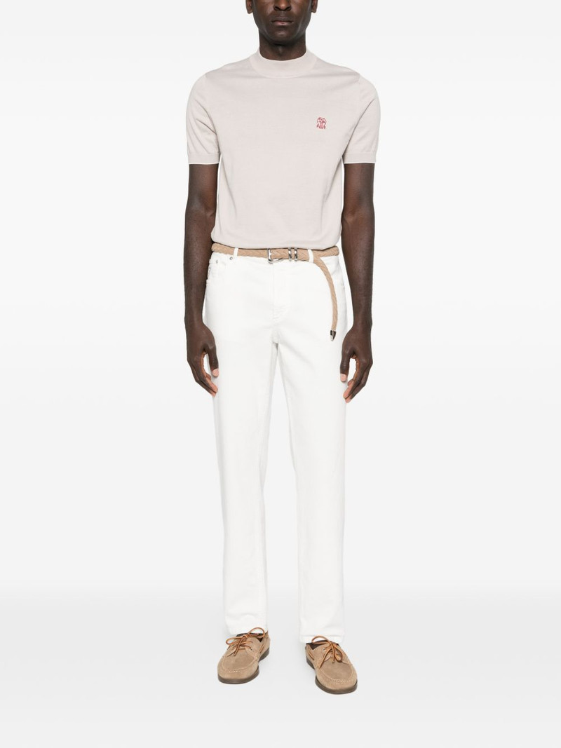 Brunello Cucinelli short sleeve embroidered knitted top outlook