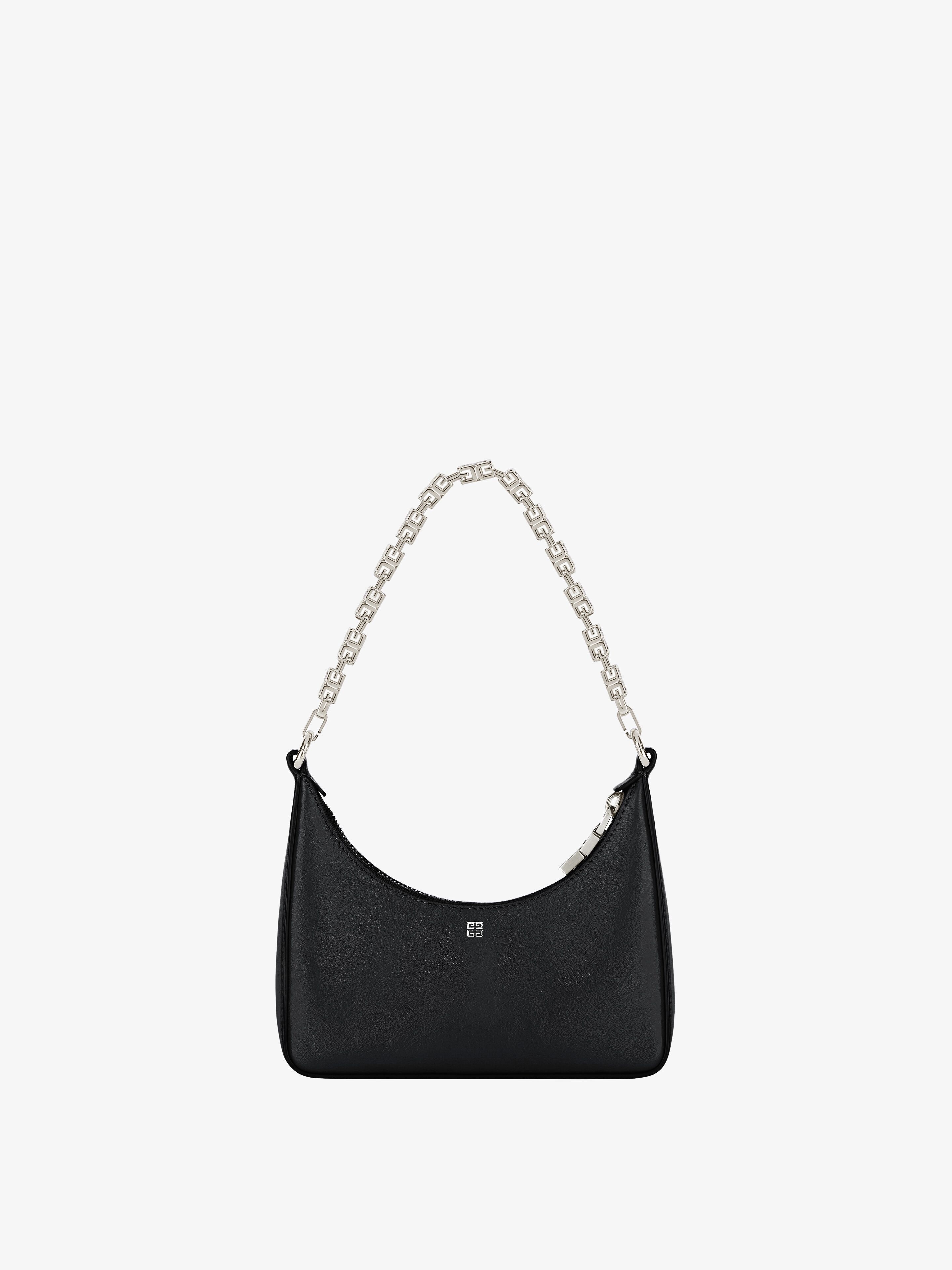 MINI MOON CUT OUT BAG IN LEATHER WITH CHAIN - 5