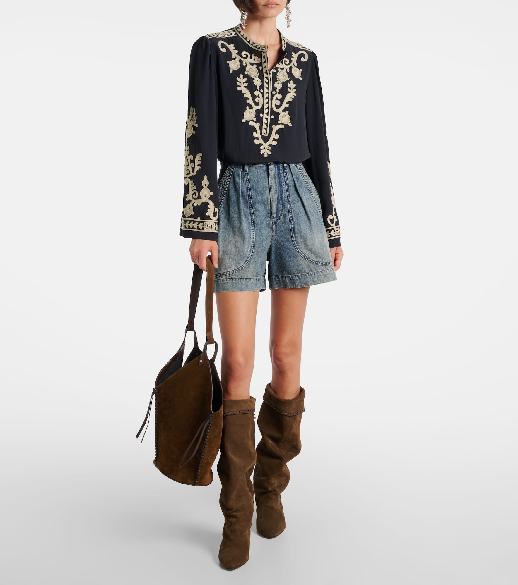 Falonne embroidered crêpe blouse - 2