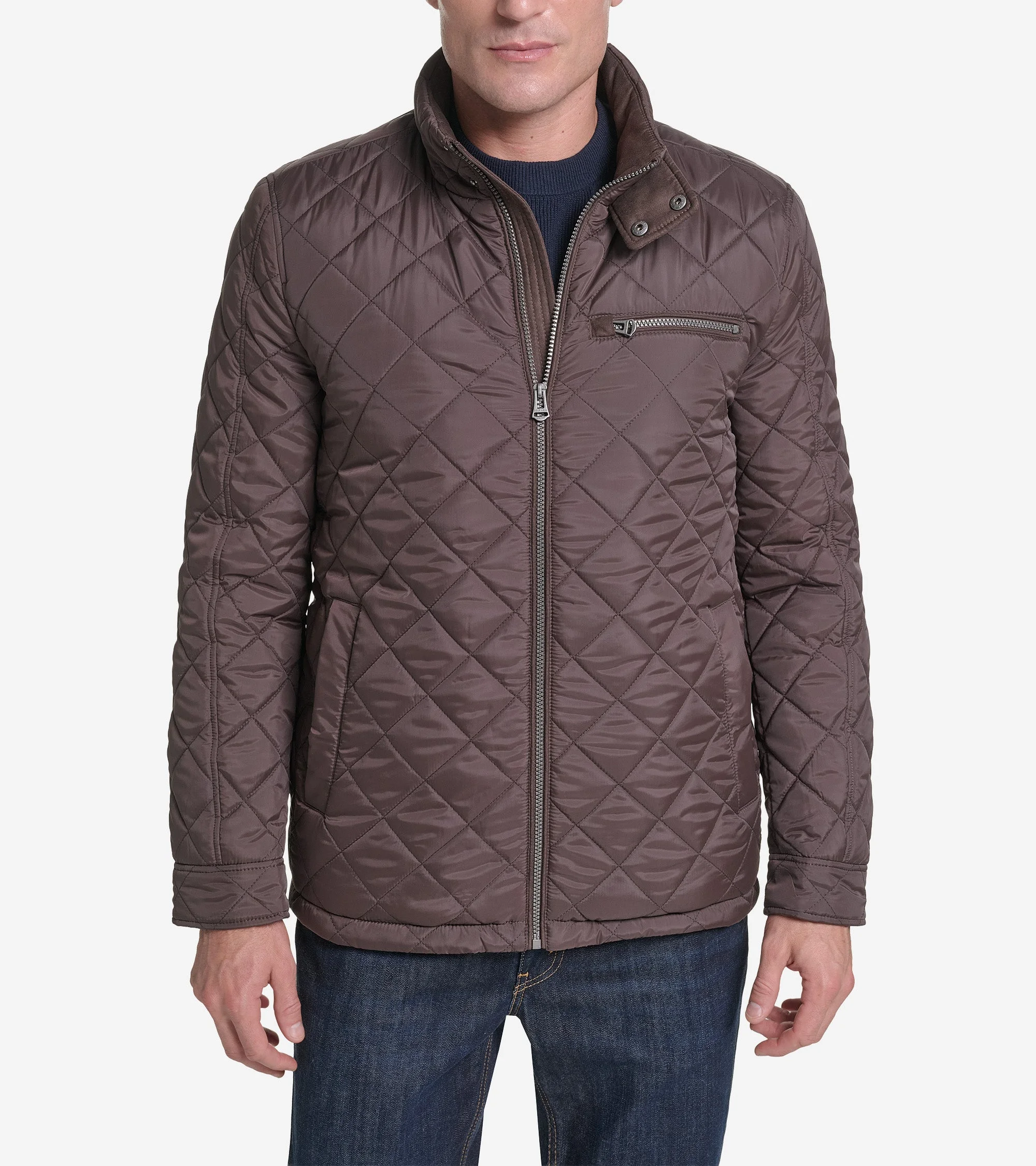 Men's Quilted Jacket with Faux Sherpa Liner - 1